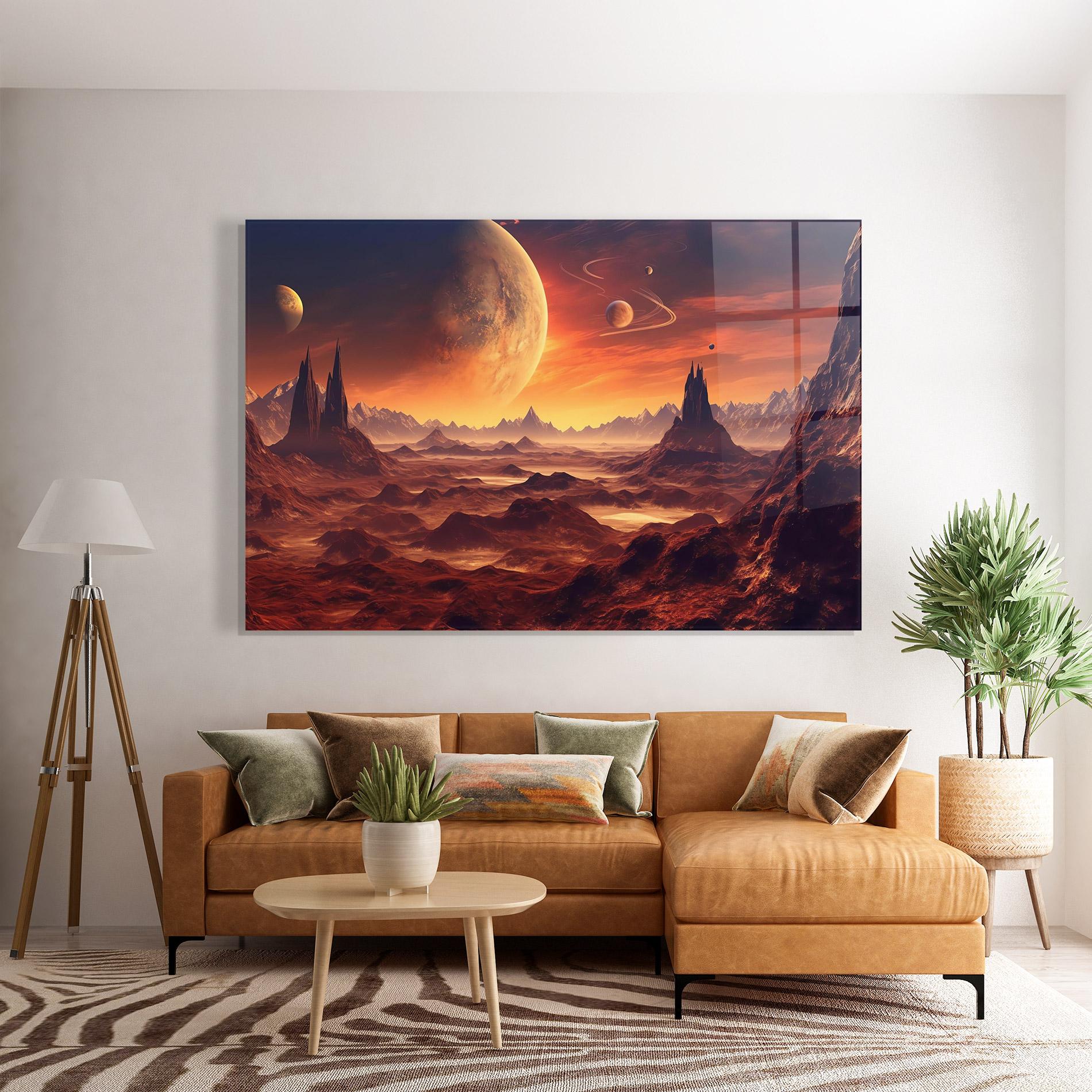 Tablou Sticla Fiery Orange Sunset mockup 7