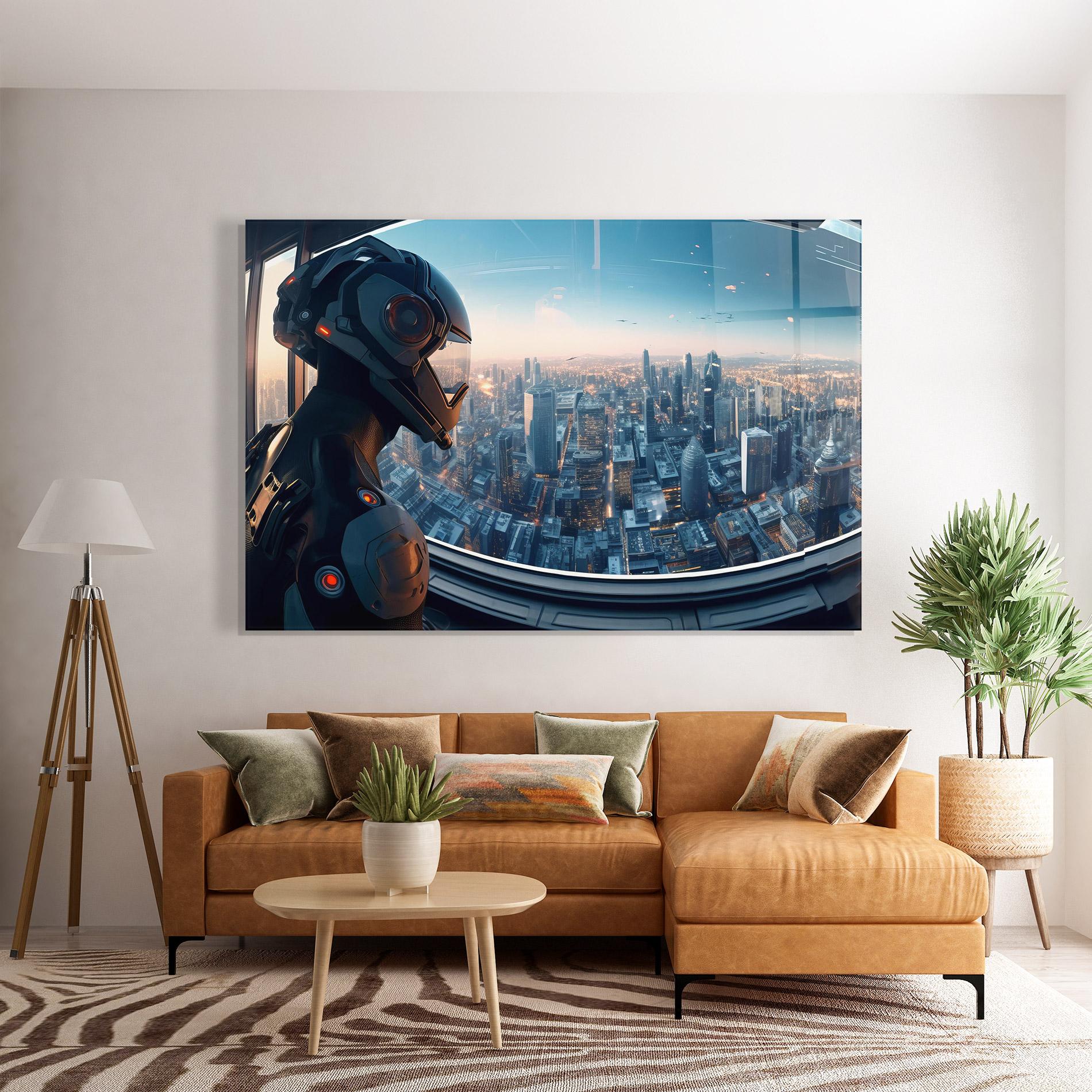 Tablou Sticla Futuristic Robot mockup 7