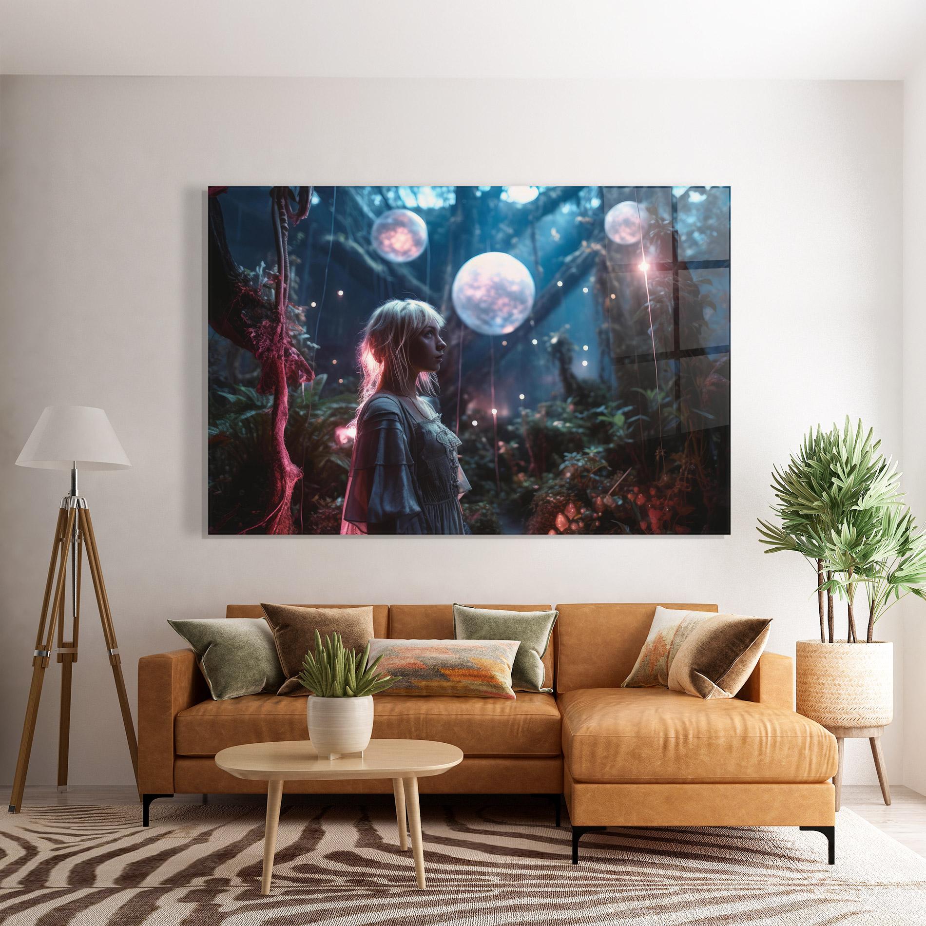 Tablou Sticla Glowing Balls Floating mockup 7