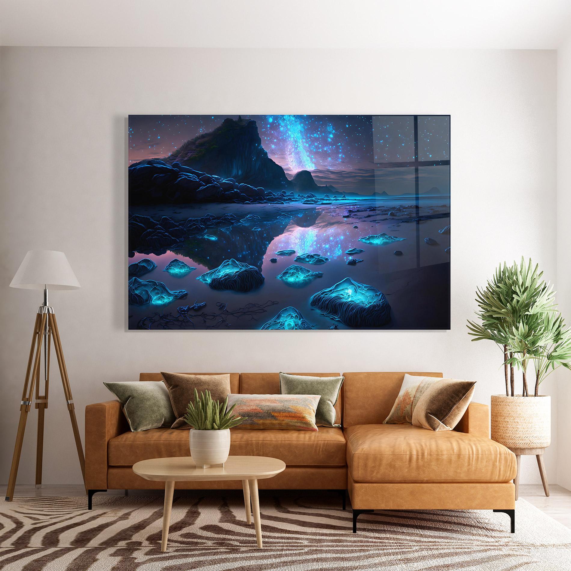 Tablou Sticla Glowing Fantasy World mockup 7