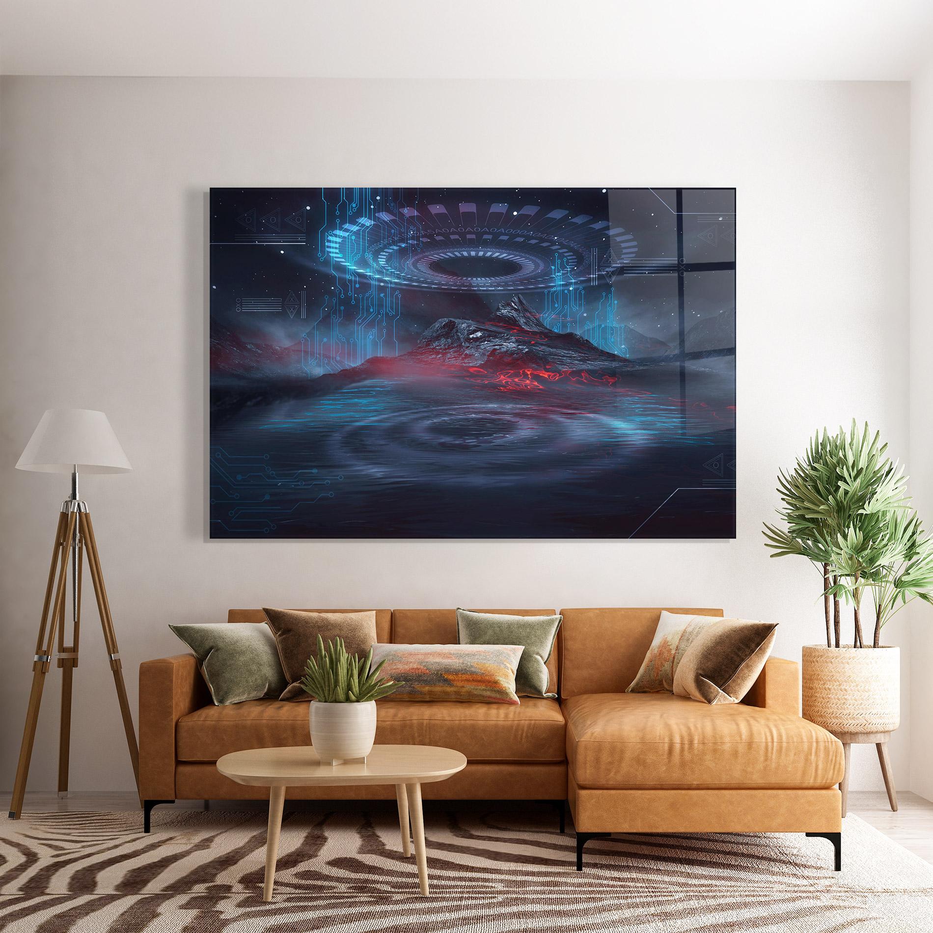 Tablou Sticla Neon Space Galaxy mockup 7