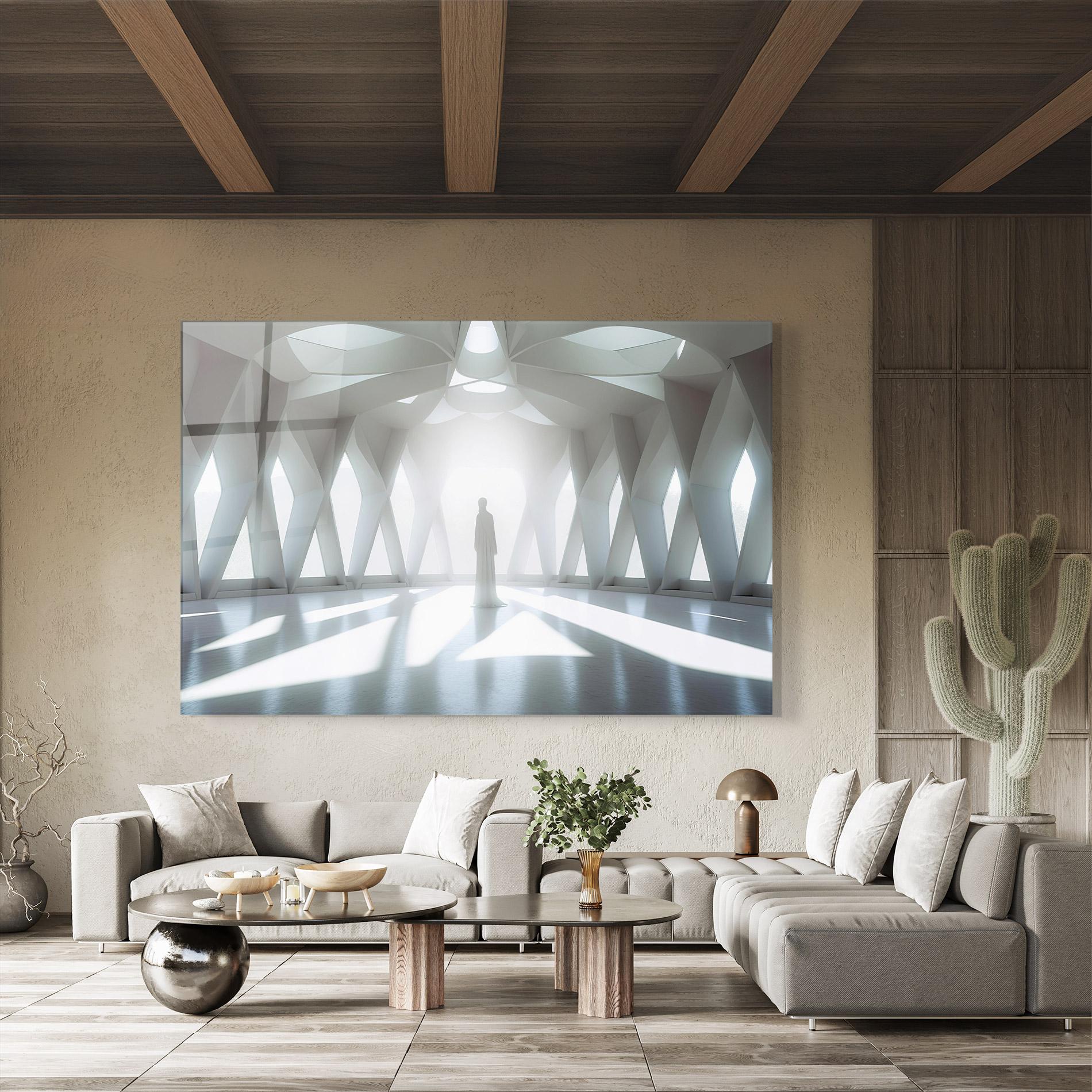 Tablou Sticla Bright Room Statue mockup 8