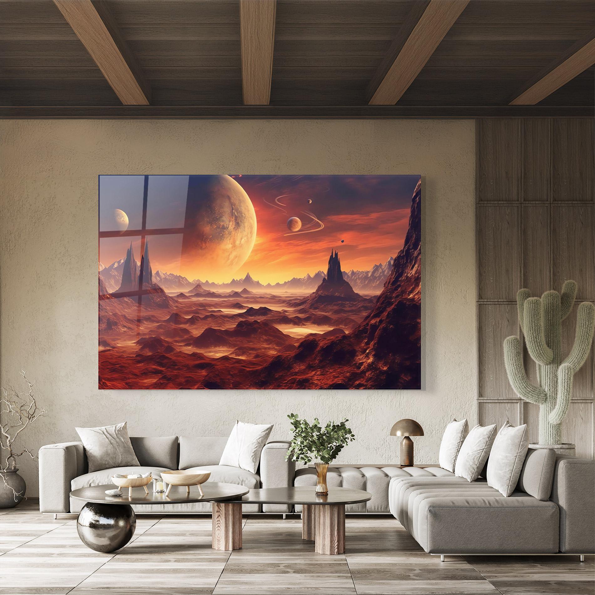 Tablou Sticla Fiery Orange Sunset mockup 8