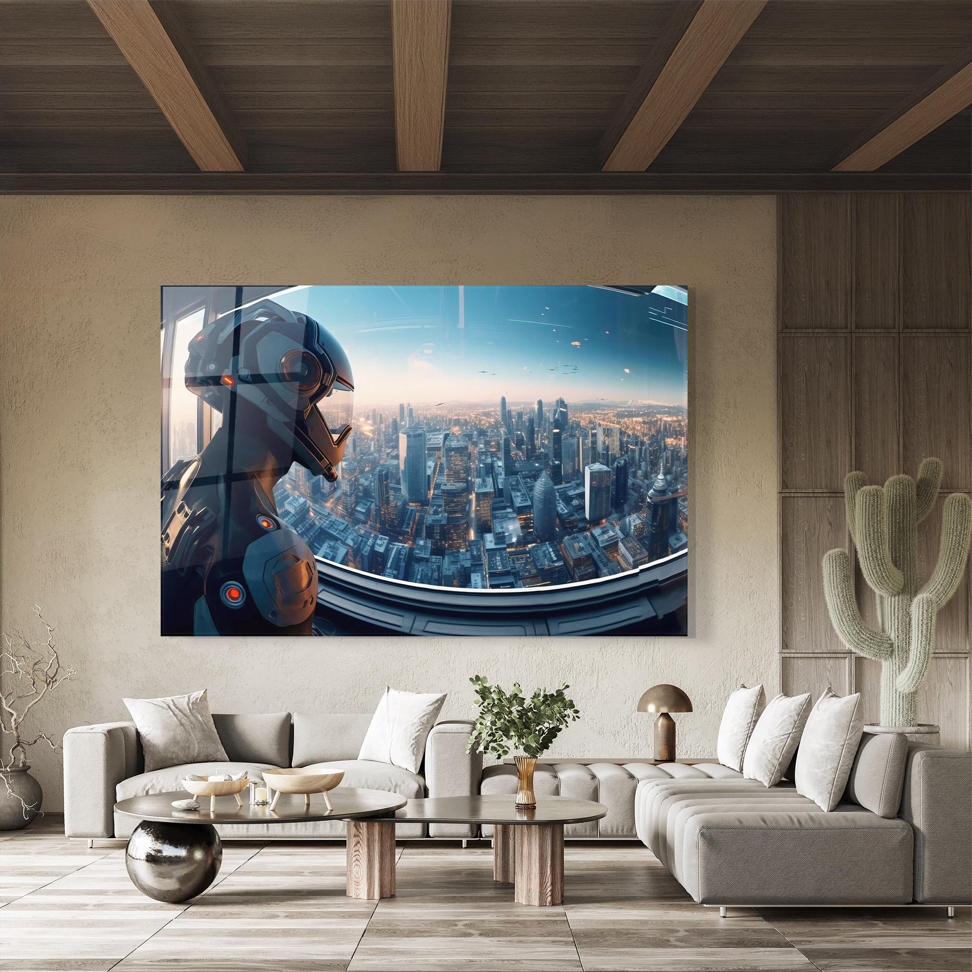 Tablou Sticla Futuristic Robot mockup 8