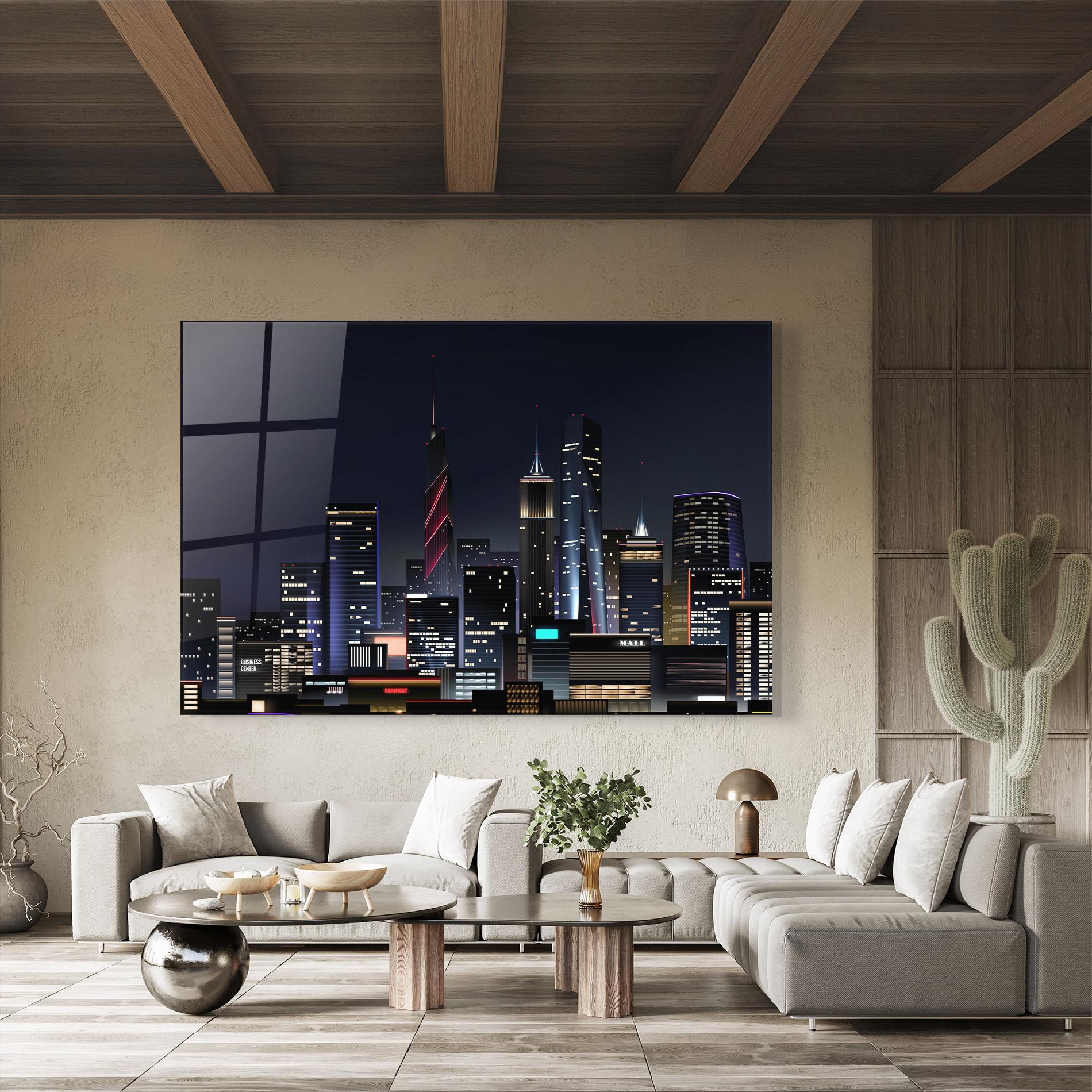 Tablou Sticla Night City mockup 8