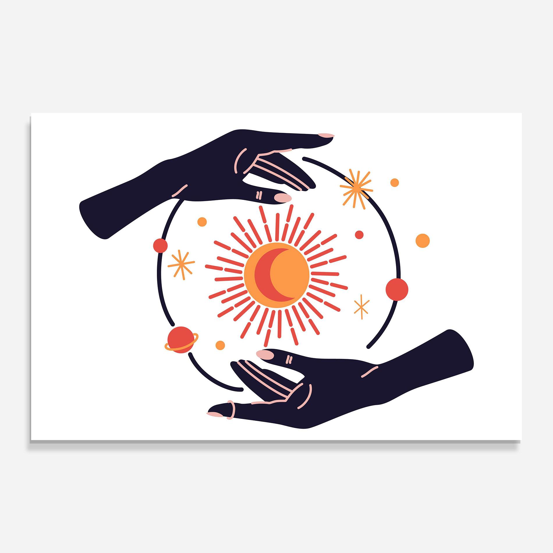 Tablou Sticla Purple Magic Hands mockup 0