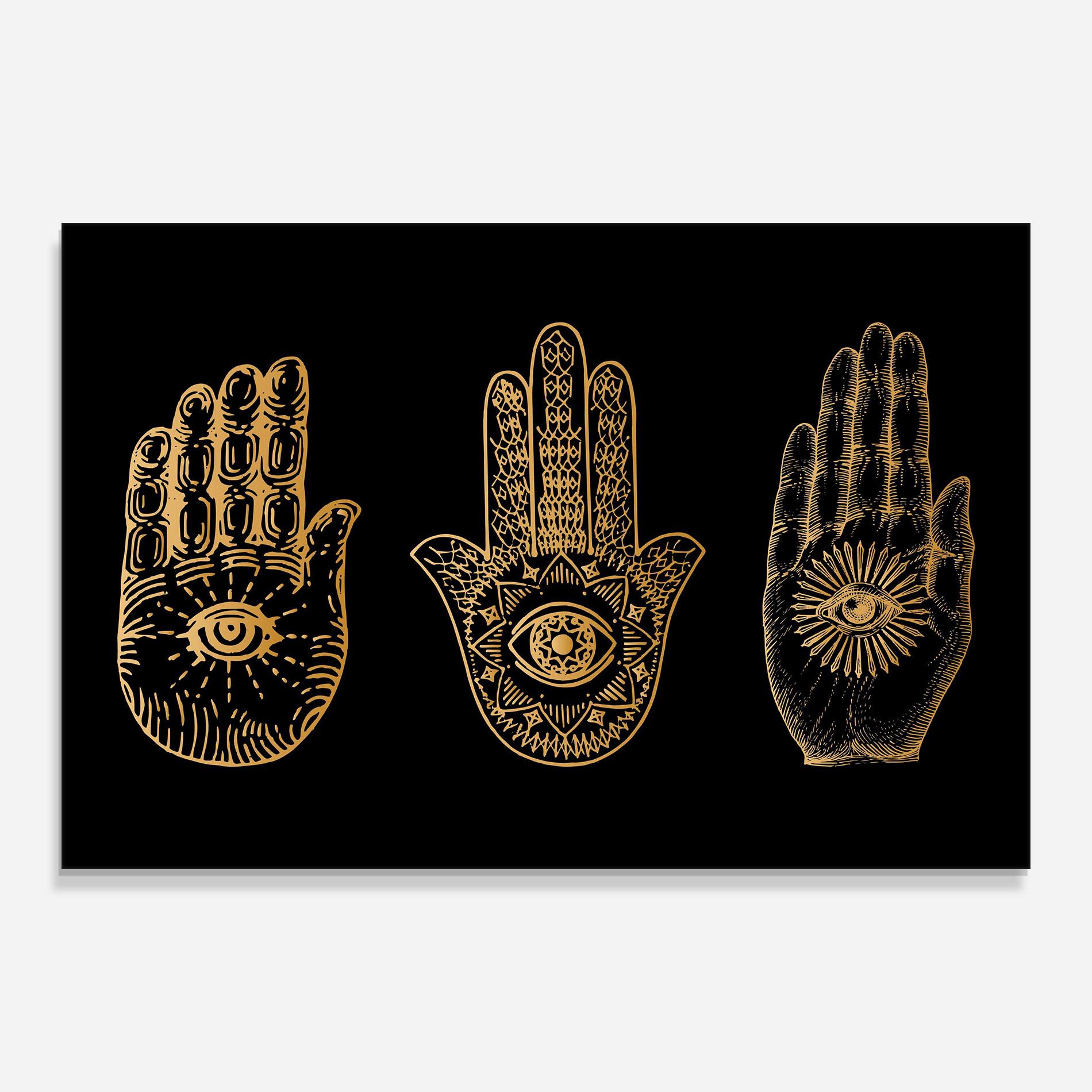 Tablou Sticla Witch Gold Hands mockup 0