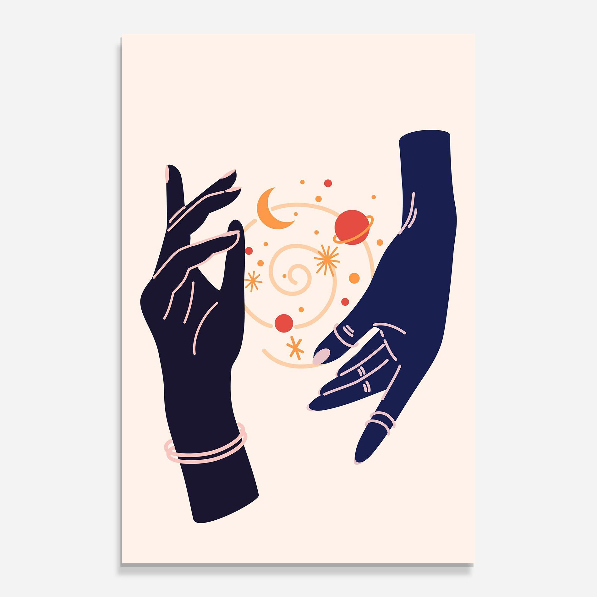 Tablou Sticla Magic Purple Hands mockup 0