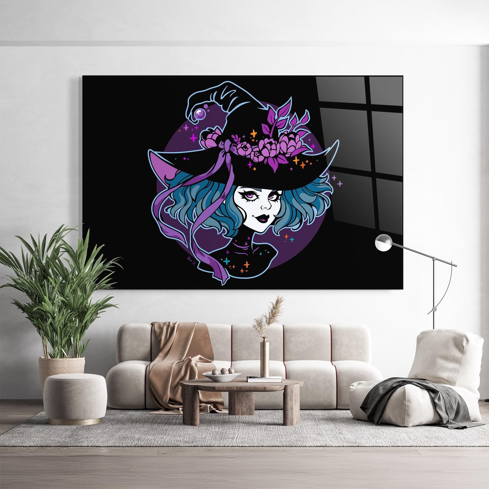 Tablou Sticla Cute Purple Witch mockup 9