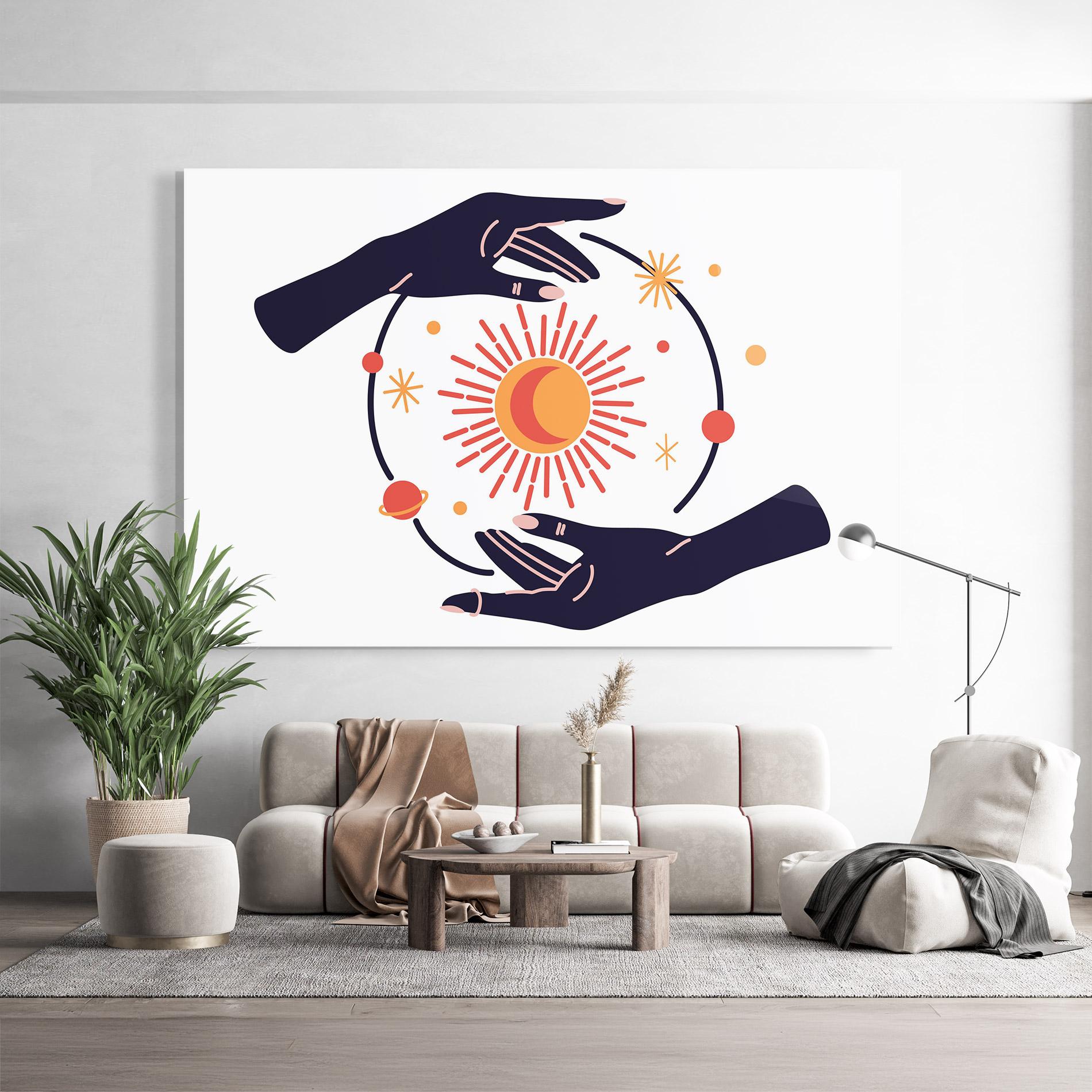 Tablou Sticla Purple Magic Hands mockup 9