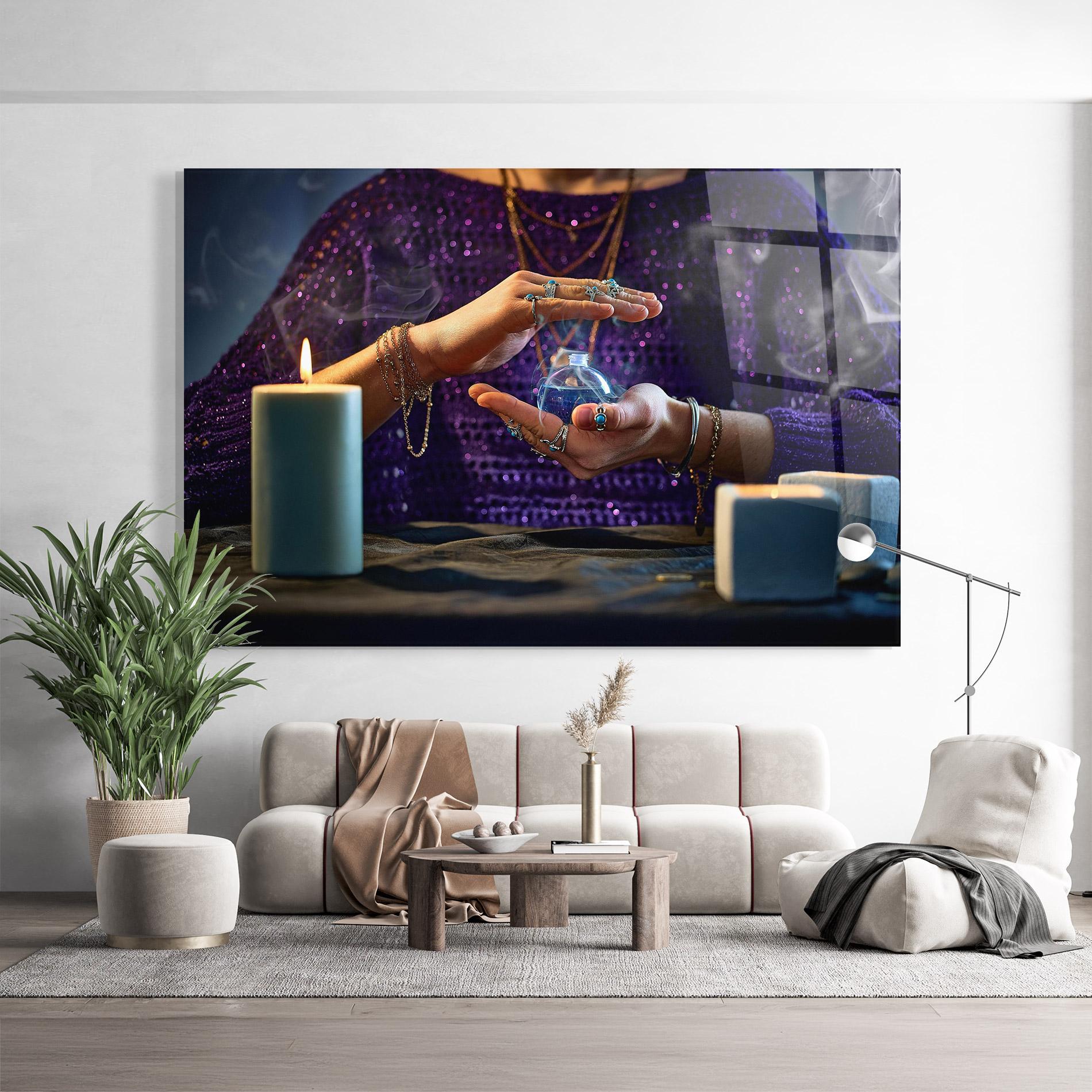 Tablou Sticla Witch Magic Smoke mockup 9