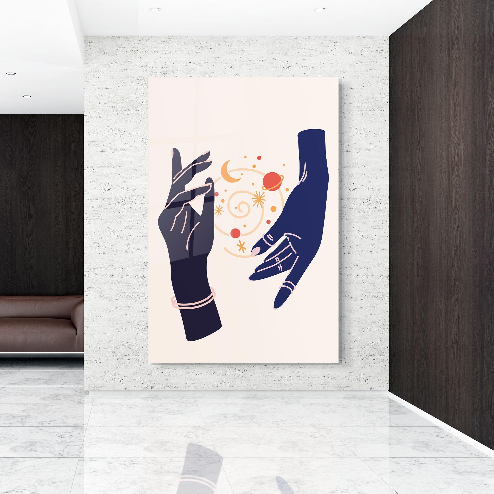 Tablou Sticla Magic Purple Hands mockup 9