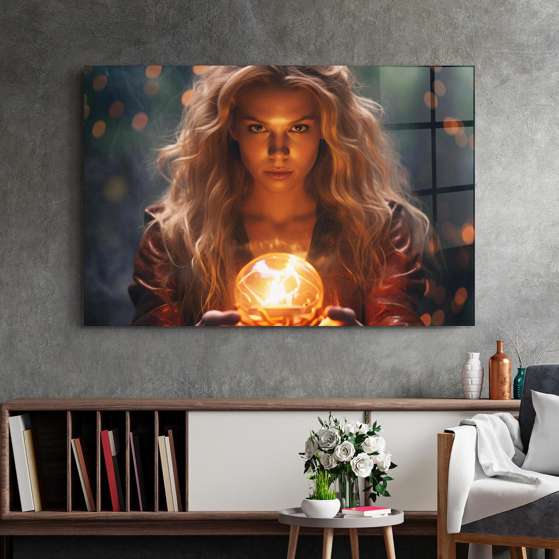 Tablou Sticla Beautiful Woman Witch mockup 2