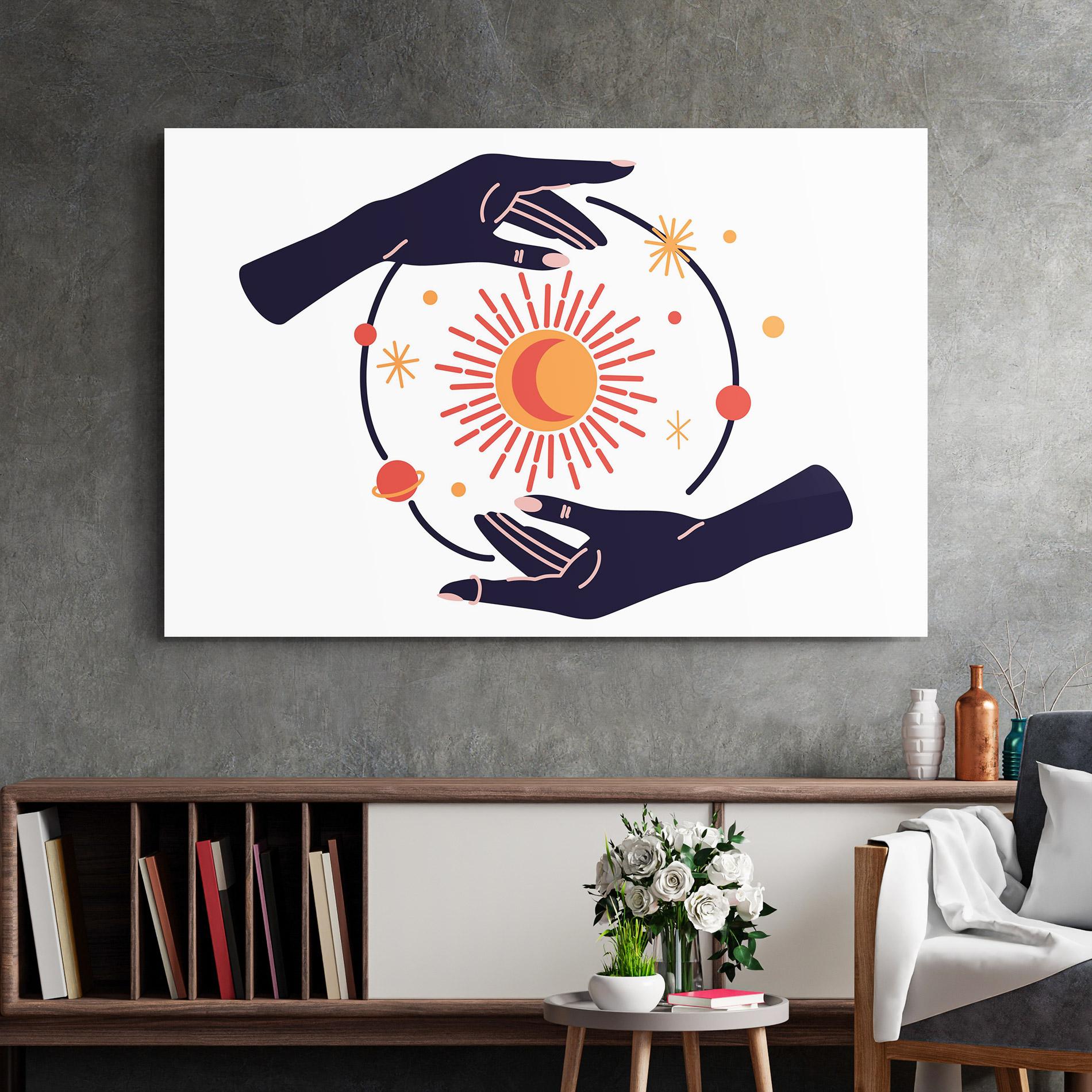 Tablou Sticla Purple Magic Hands mockup 2