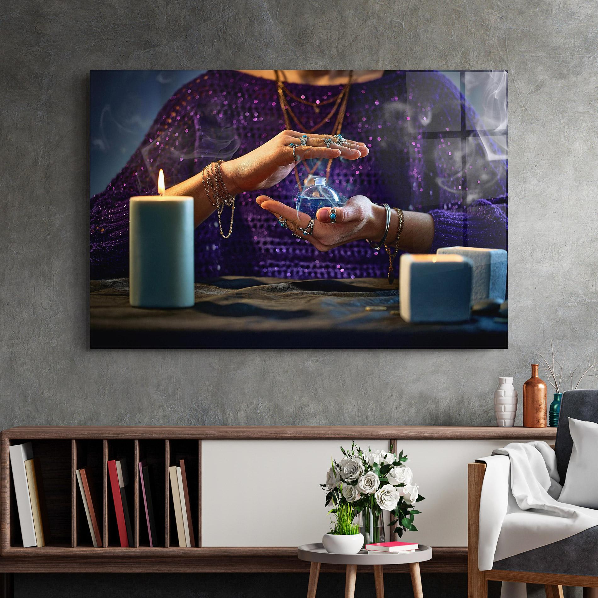 Tablou Sticla Witch Magic Smoke mockup 2