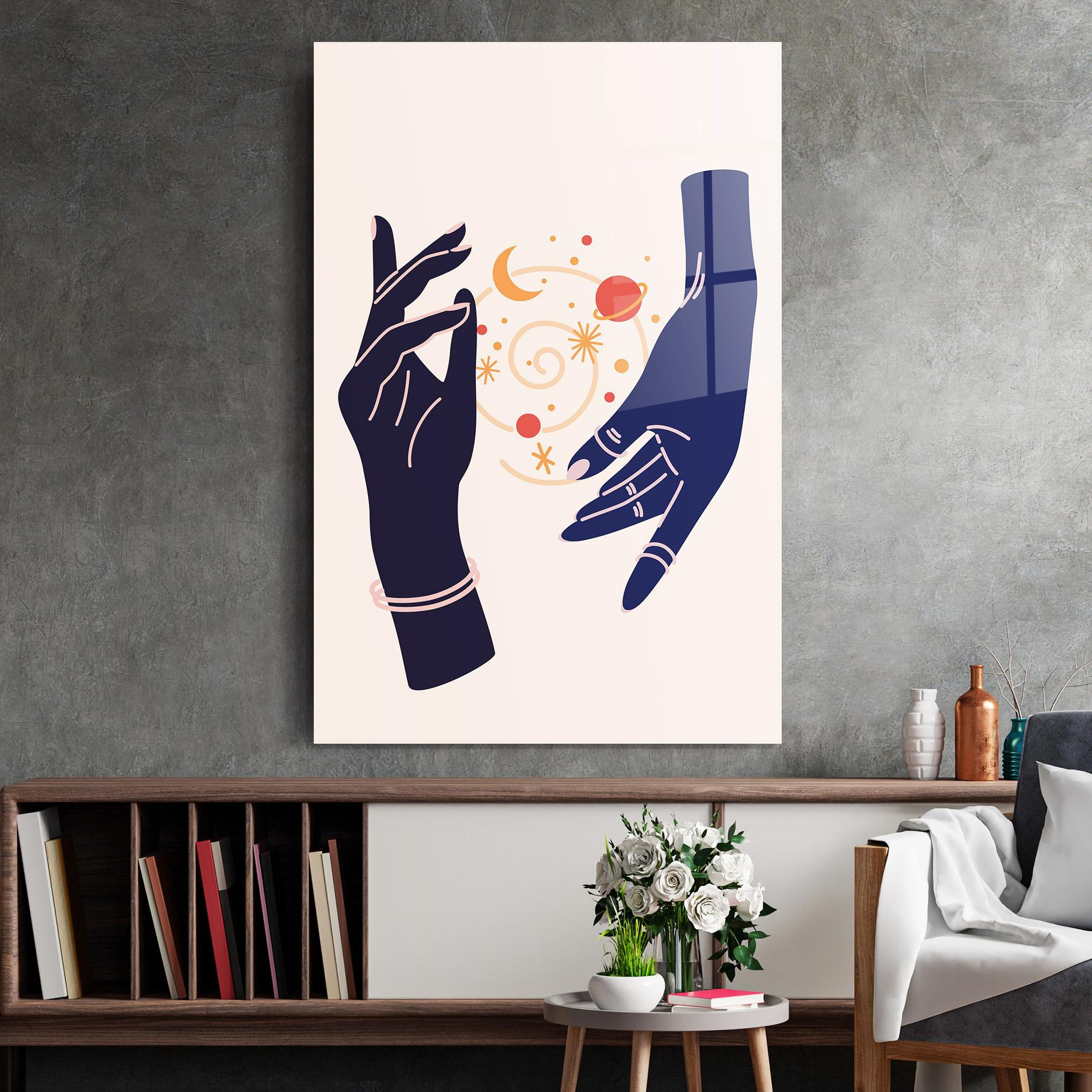 Tablou Sticla Magic Purple Hands mockup 2