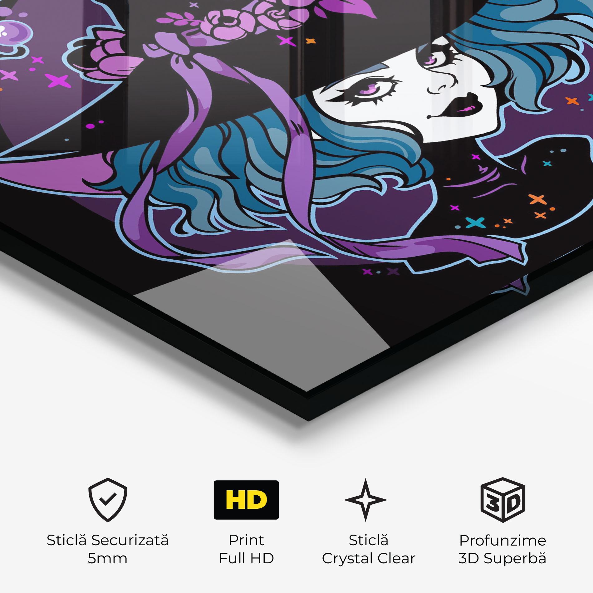 Tablou Sticla Cute Purple Witch mockup 3