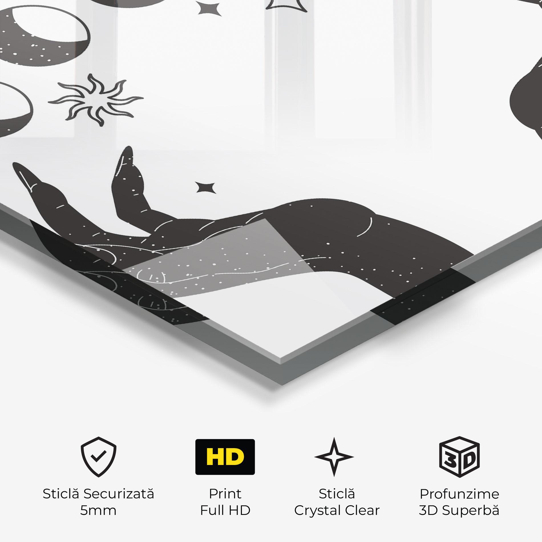 Tablou Sticla Magic Moon Hands mockup 3