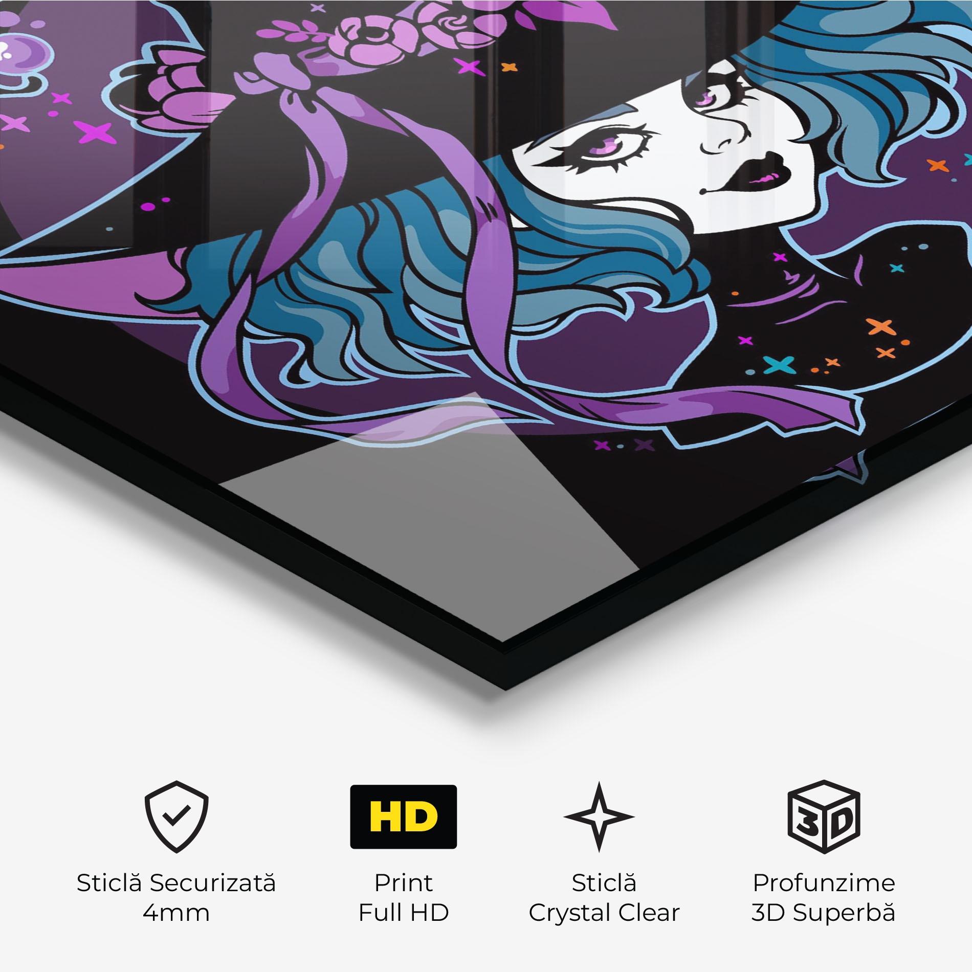 Tablou Sticla Cute Purple Witch mockup 3