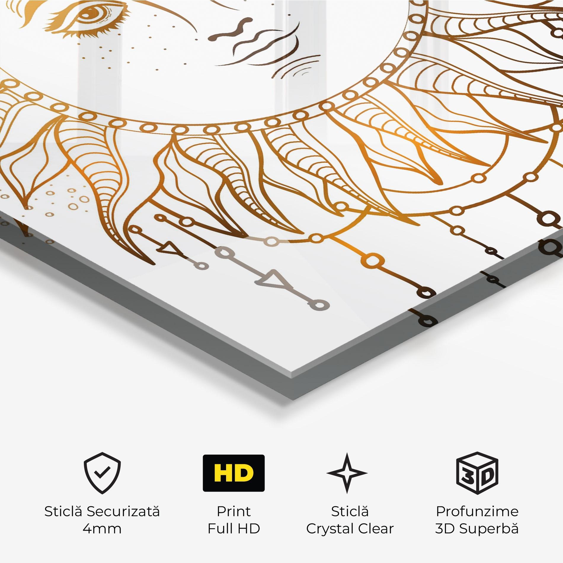 Tablou Sticla Gold Sun Face mockup 3