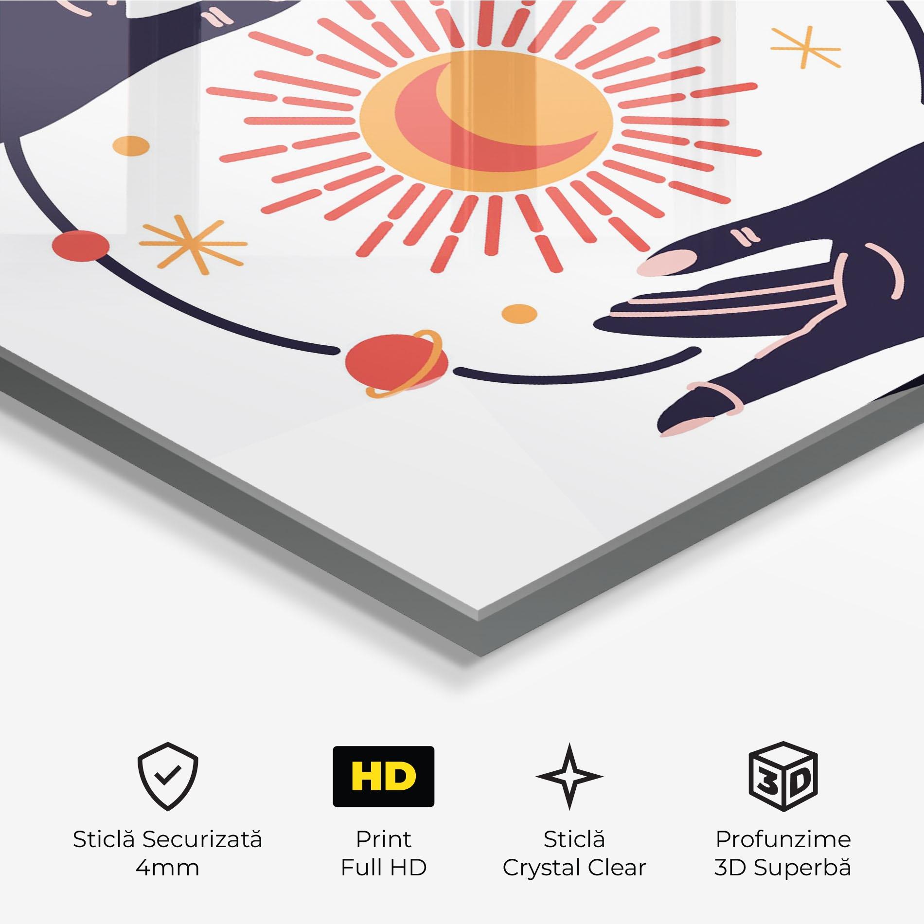 Tablou Sticla Purple Magic Hands mockup 3