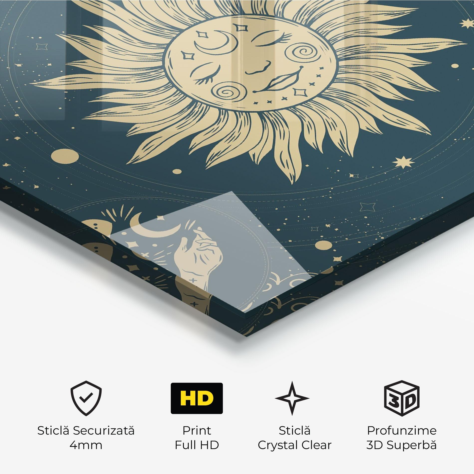 Tablou Sticla Sun Face Magic mockup 3