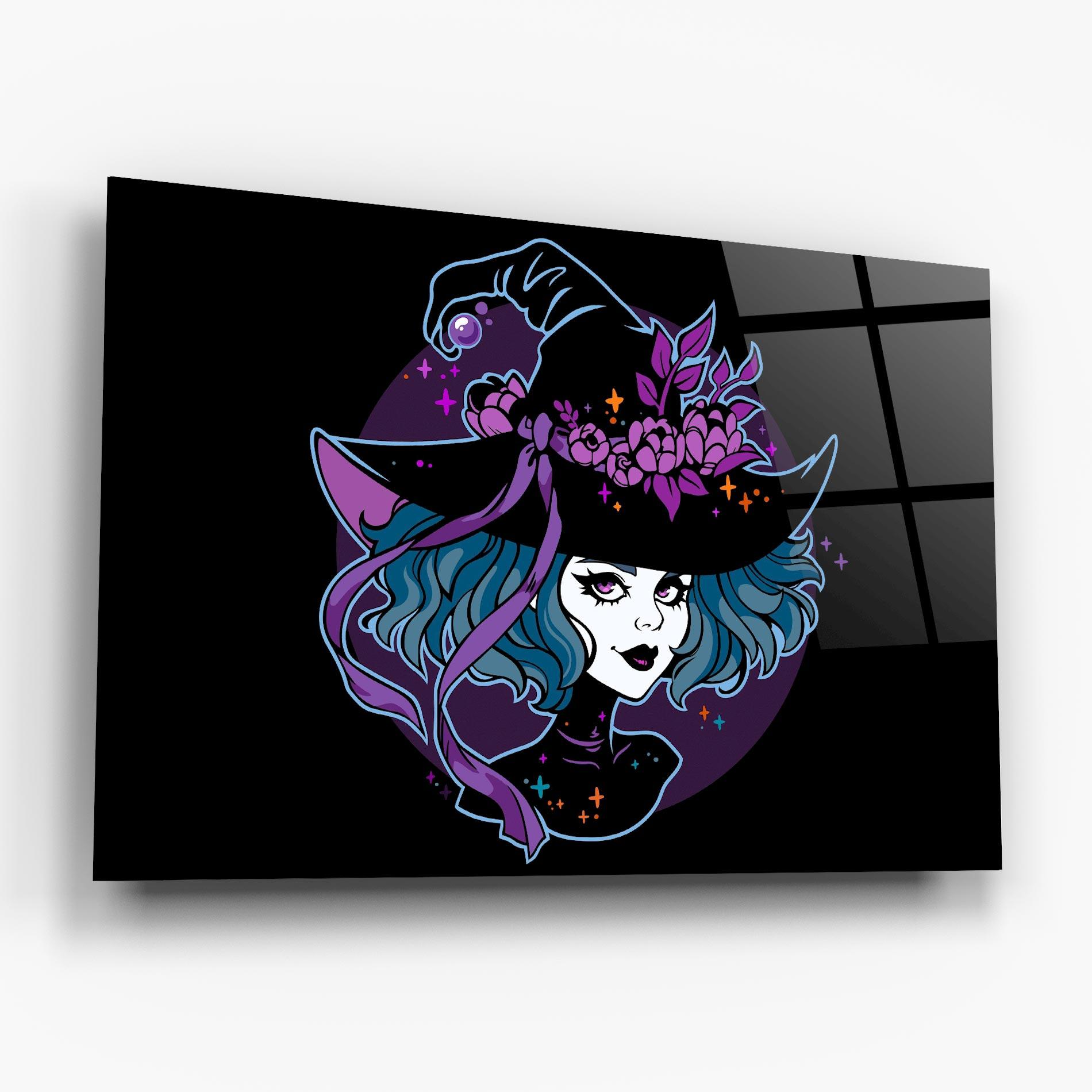 Tablou Sticla Cute Purple Witch mockup 6