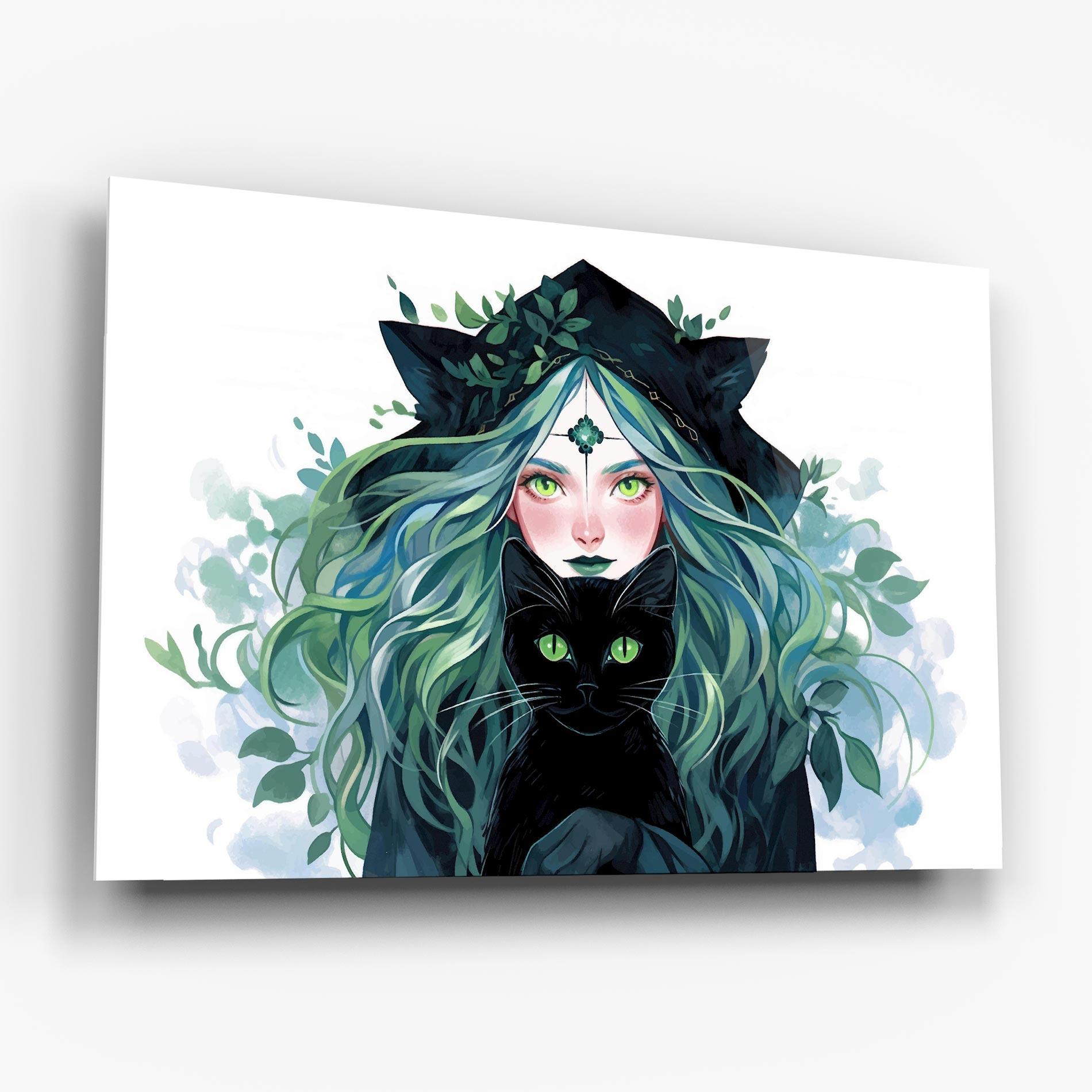 Tablou Sticla Magic Cat Witch mockup 6