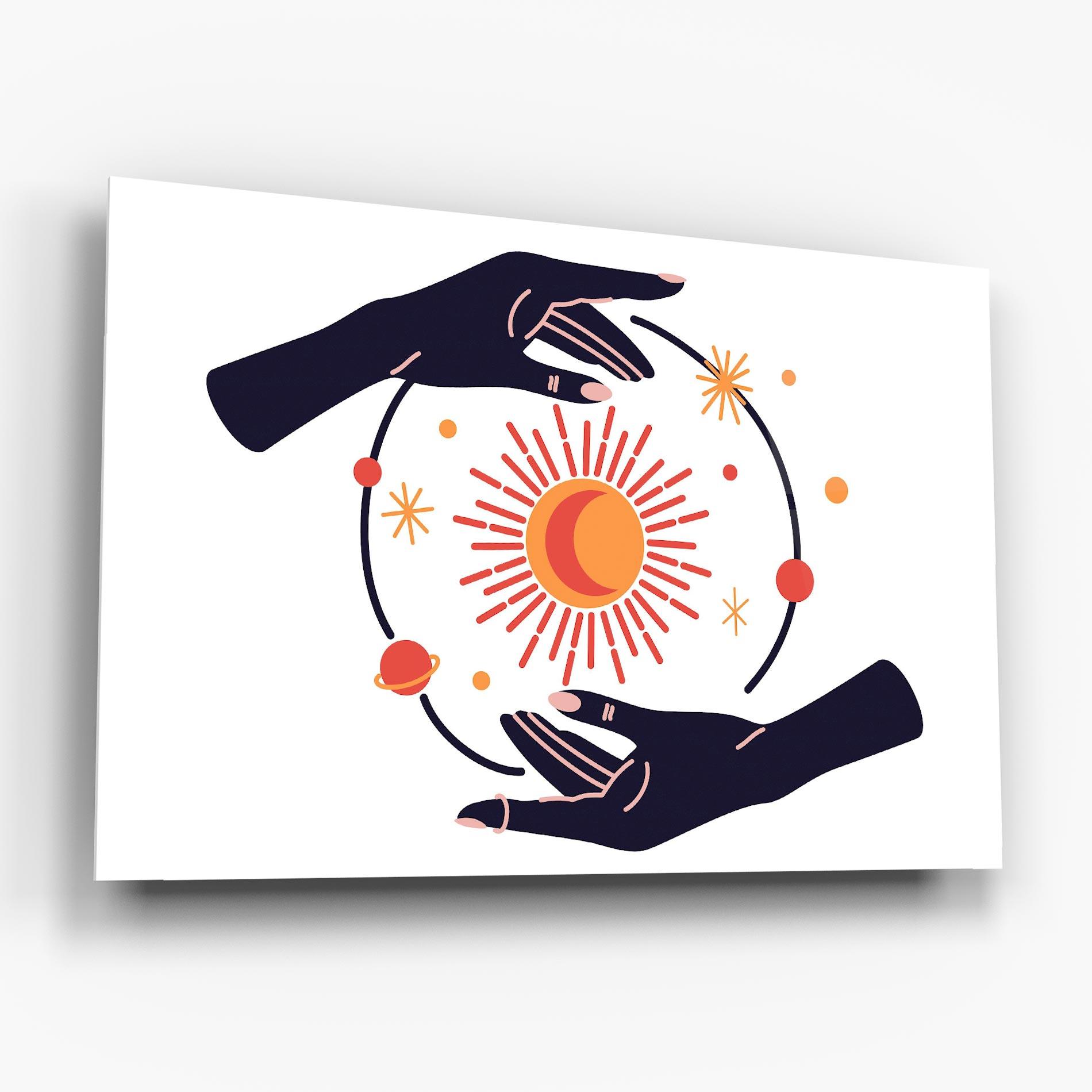 Tablou Sticla Purple Magic Hands mockup 6