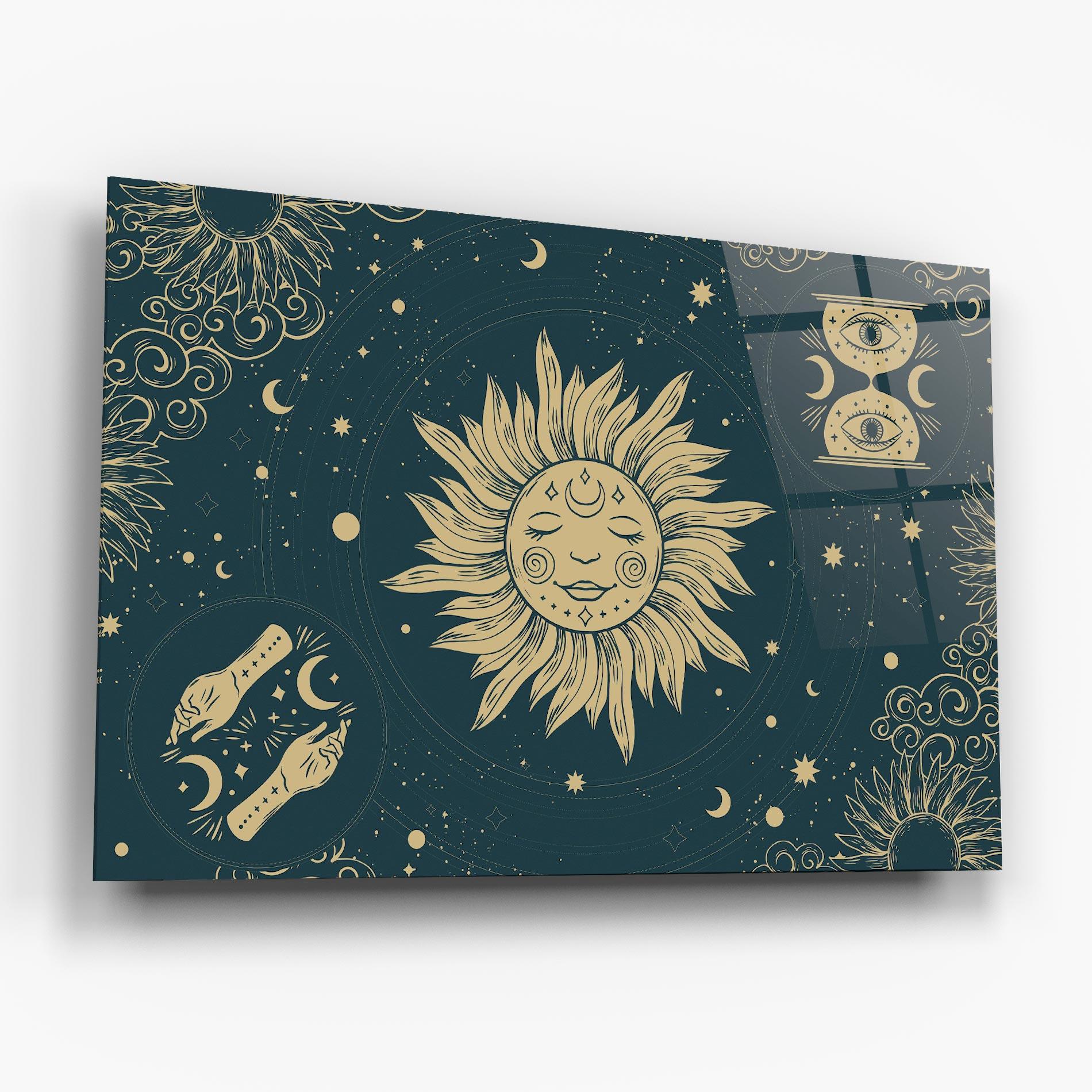 Tablou Sticla Sun Face Magic mockup 6