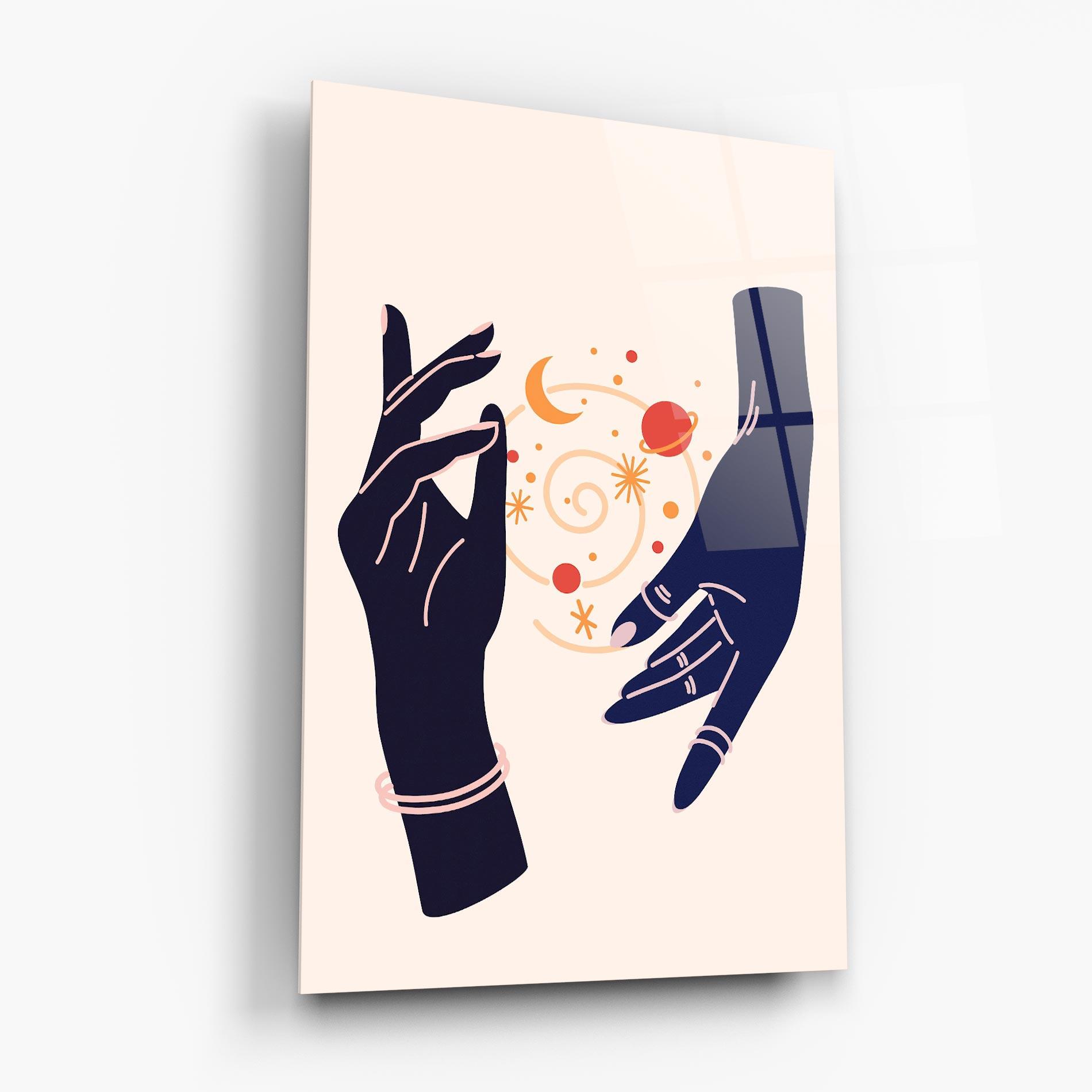 Tablou Sticla Magic Purple Hands mockup 6