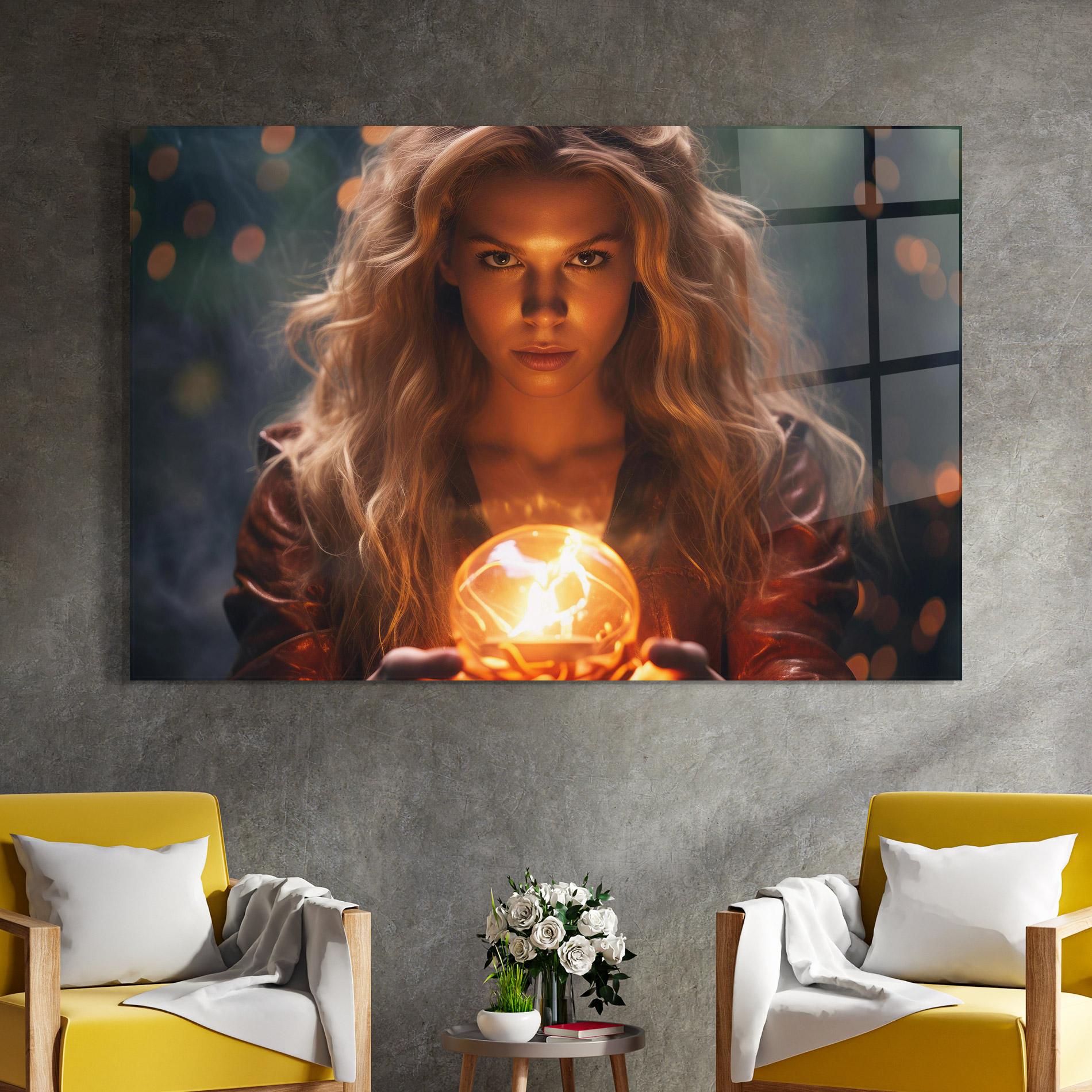 Tablou Sticla Beautiful Woman Witch mockup 4