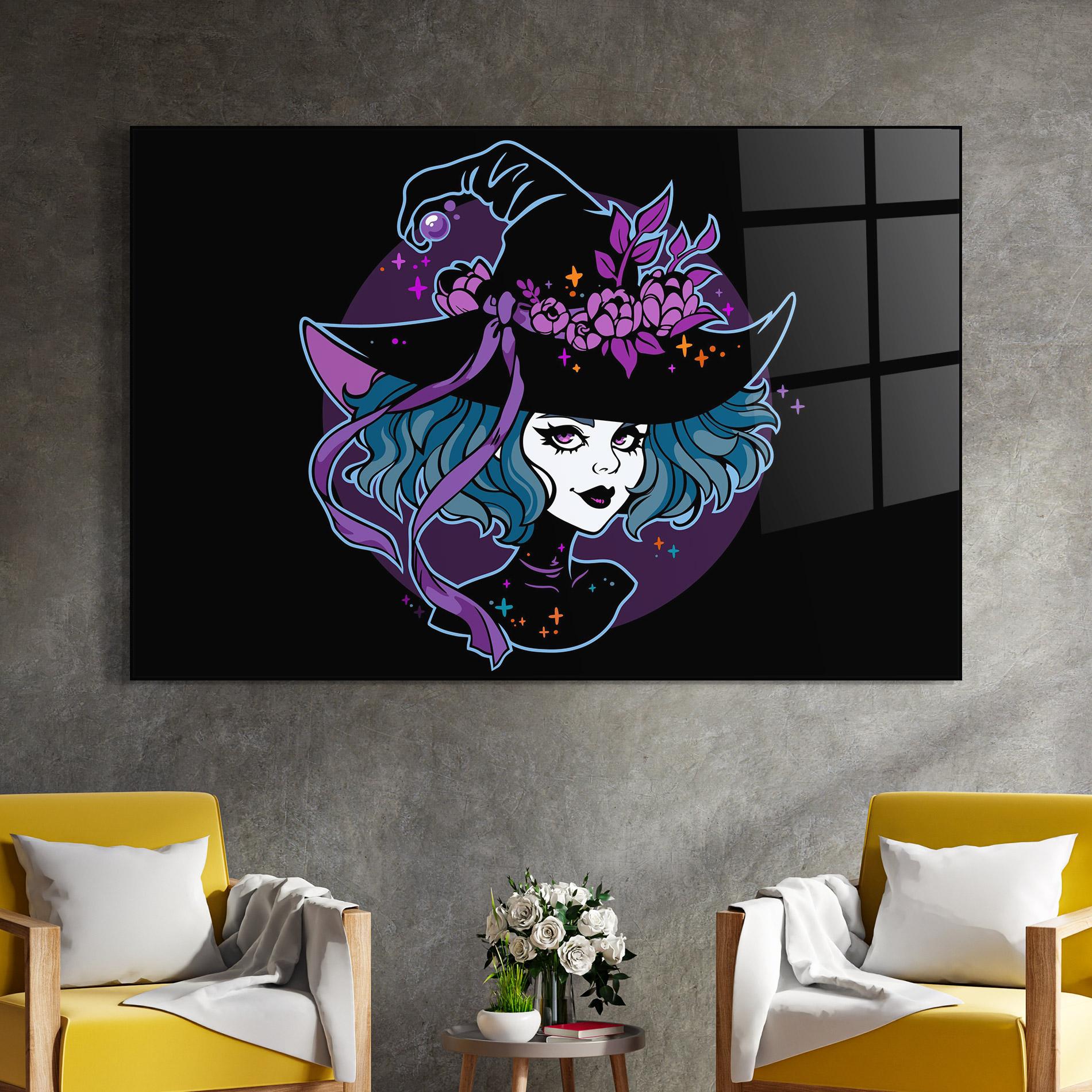 Tablou Sticla Cute Purple Witch mockup 4