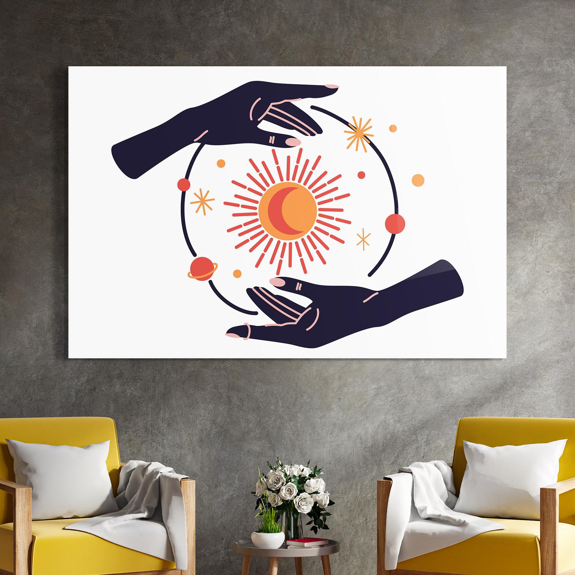 Tablou Sticla Purple Magic Hands mockup 4