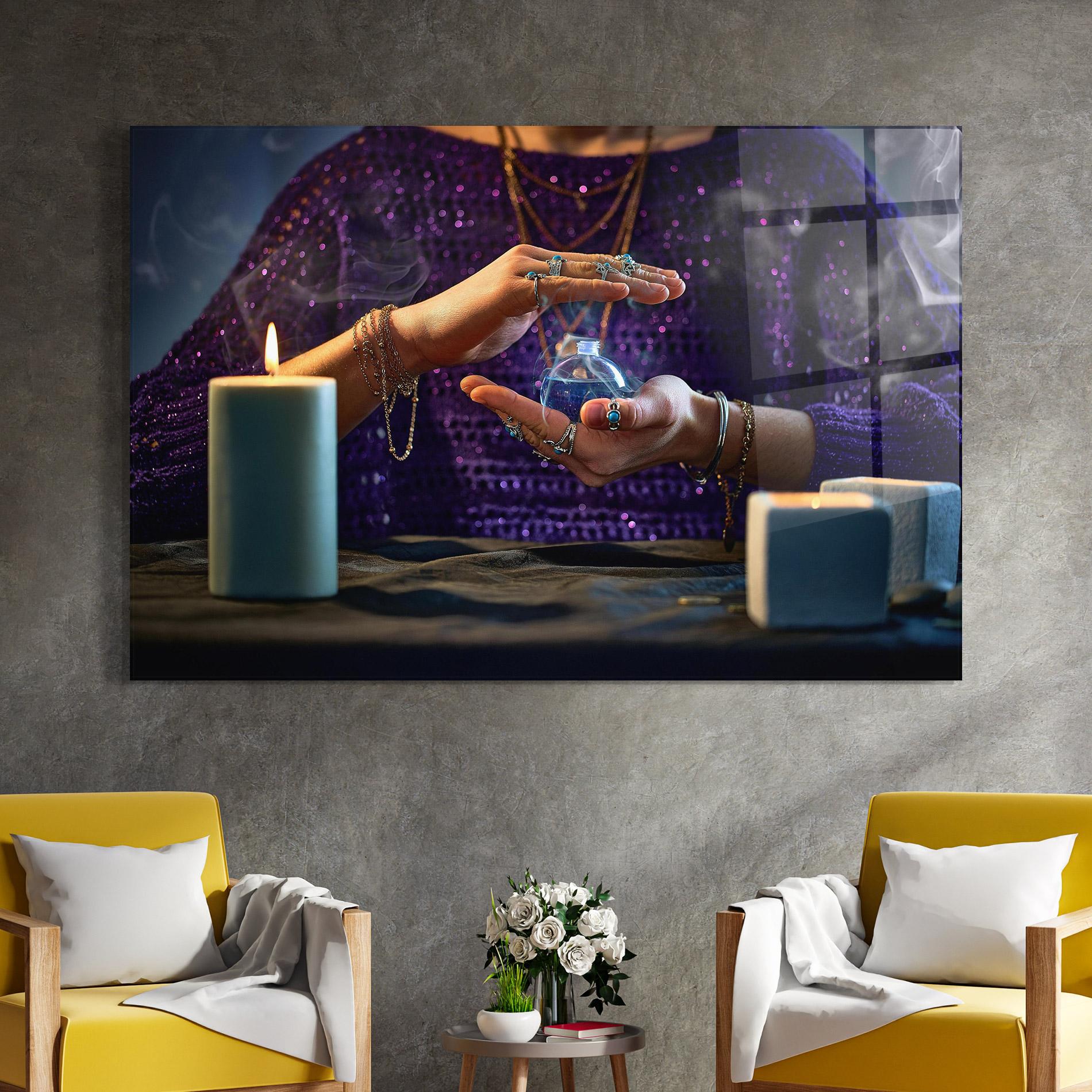 Tablou Sticla Witch Magic Smoke mockup 4