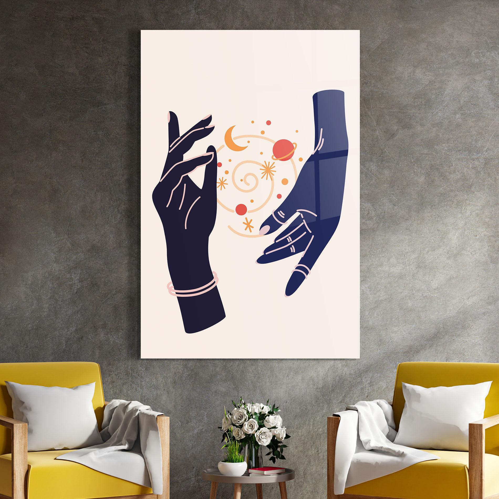 Tablou Sticla Magic Purple Hands mockup 4