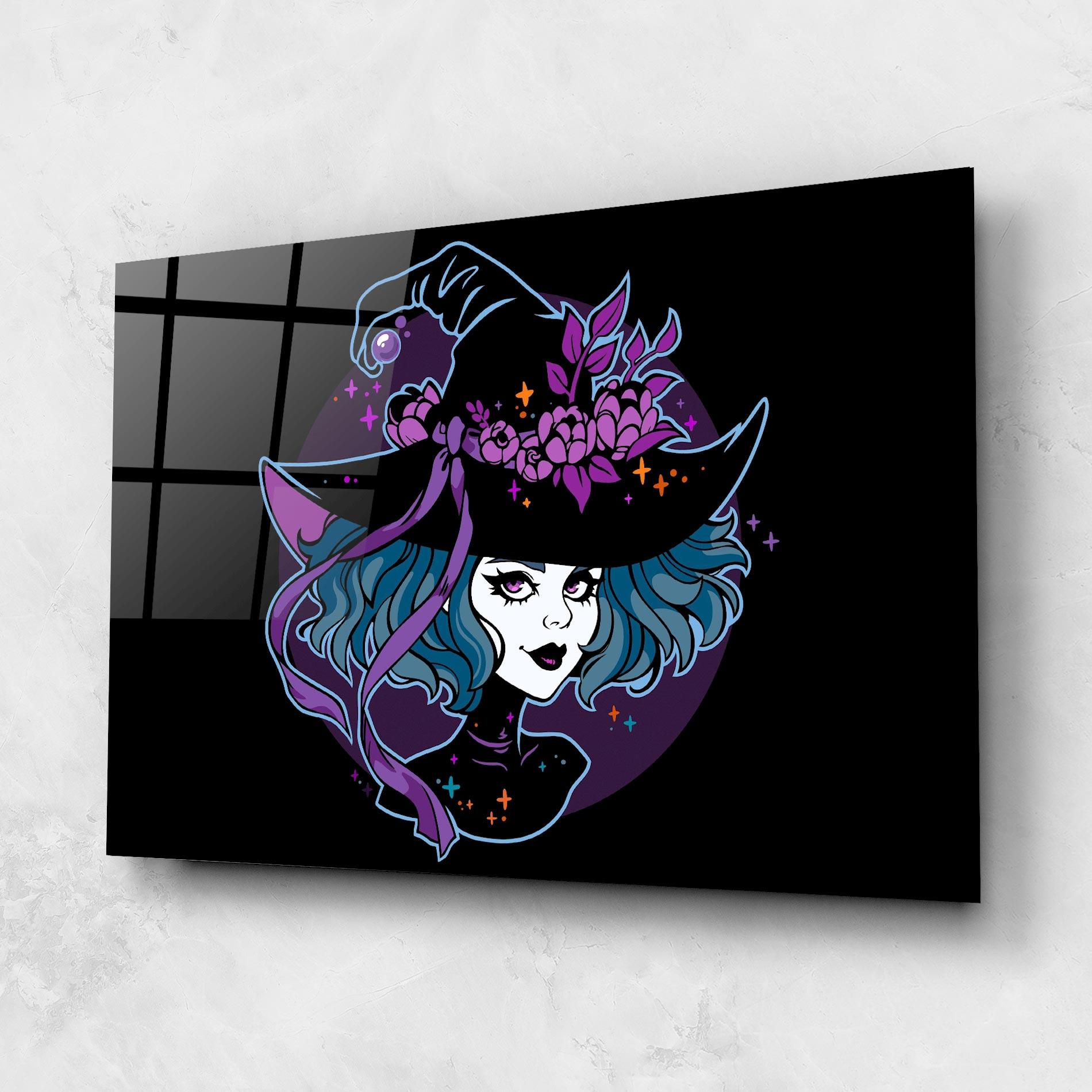 Tablou Sticla Cute Purple Witch mockup 1