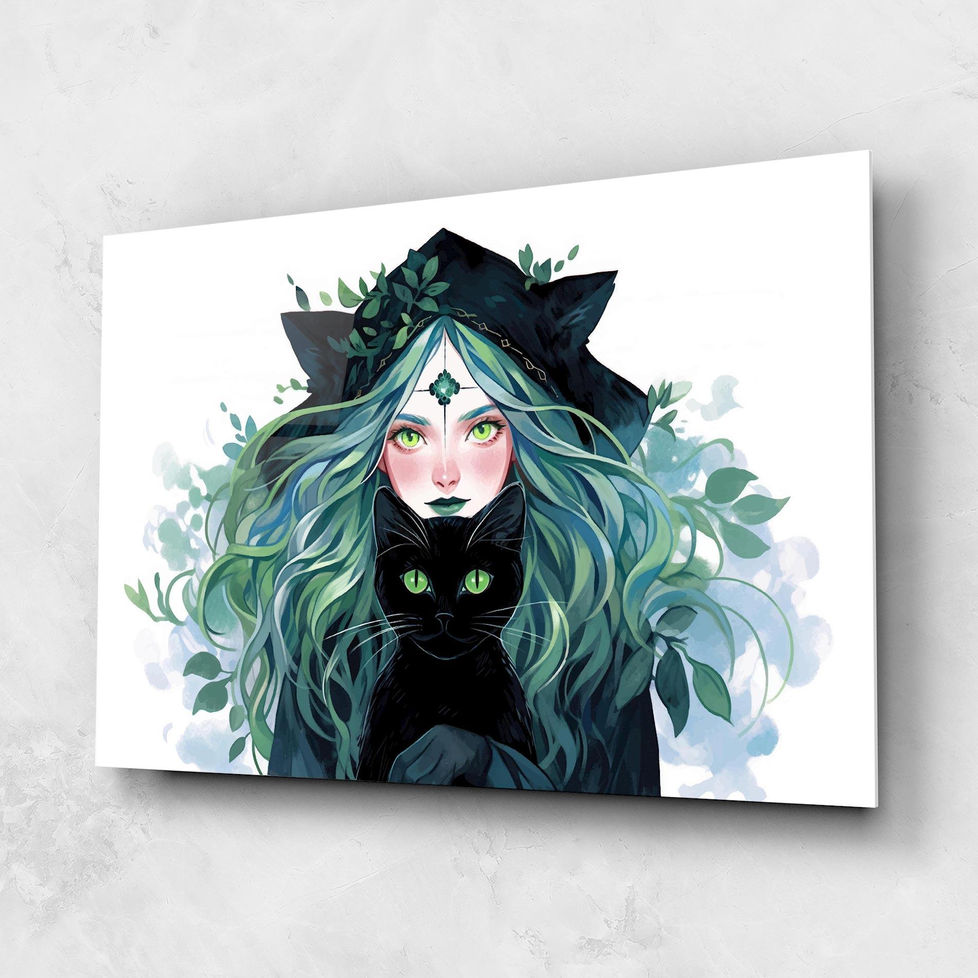 Tablou Sticla Magic Cat Witch mockup 1