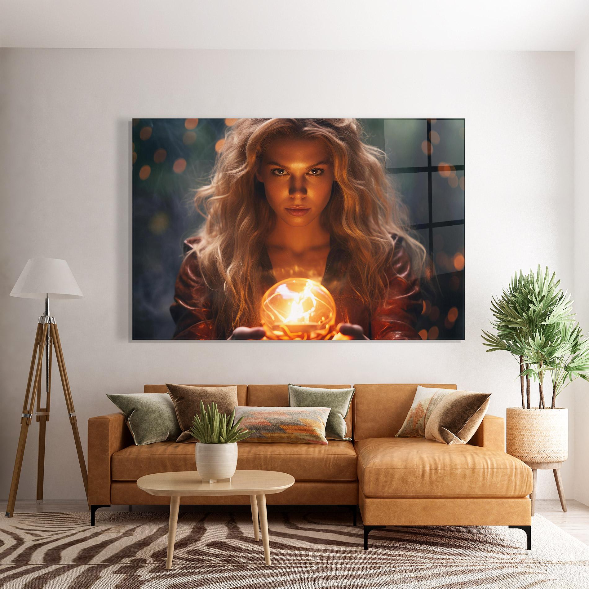 Tablou Sticla Beautiful Woman Witch mockup 7