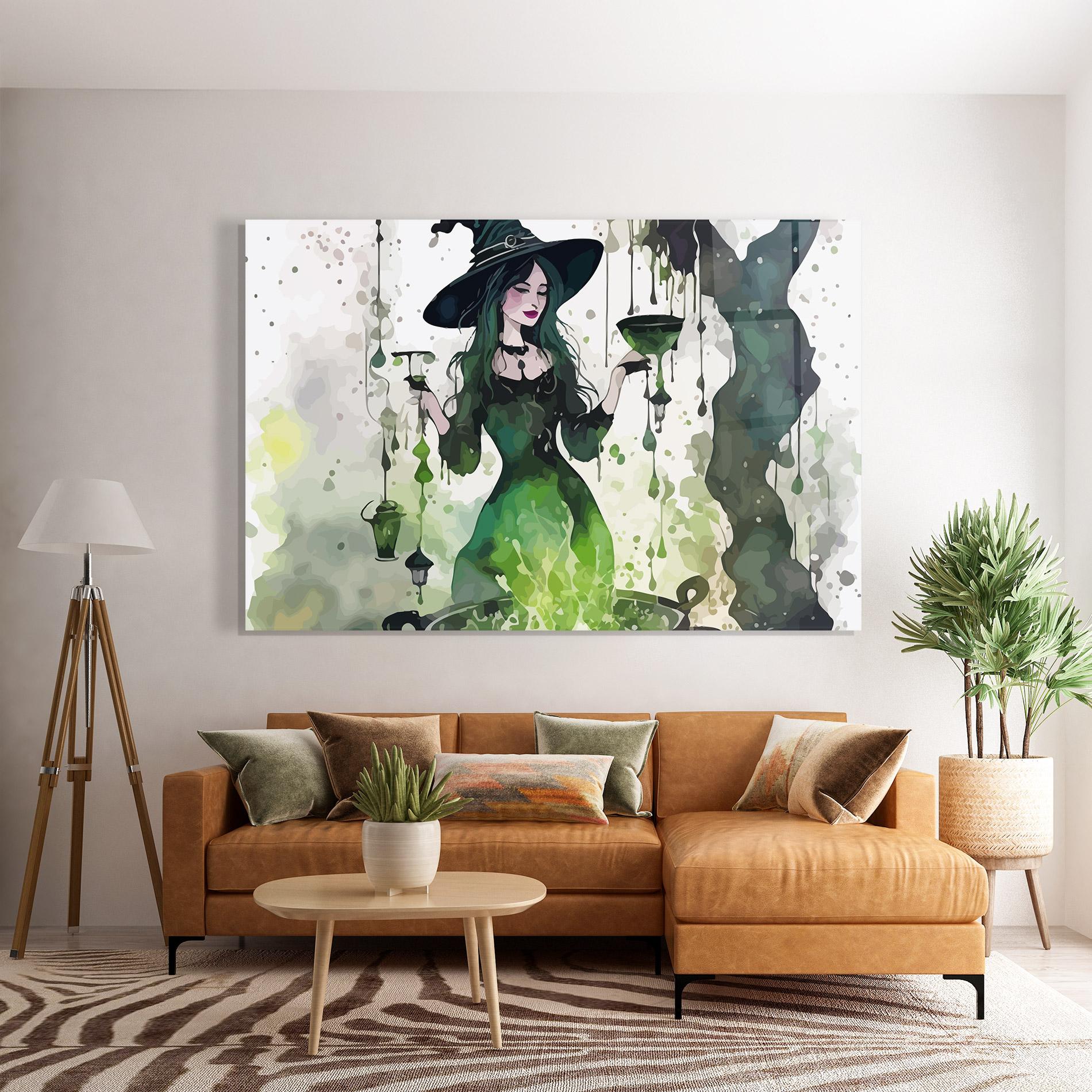 Tablou Sticla Green Light Witch mockup 7
