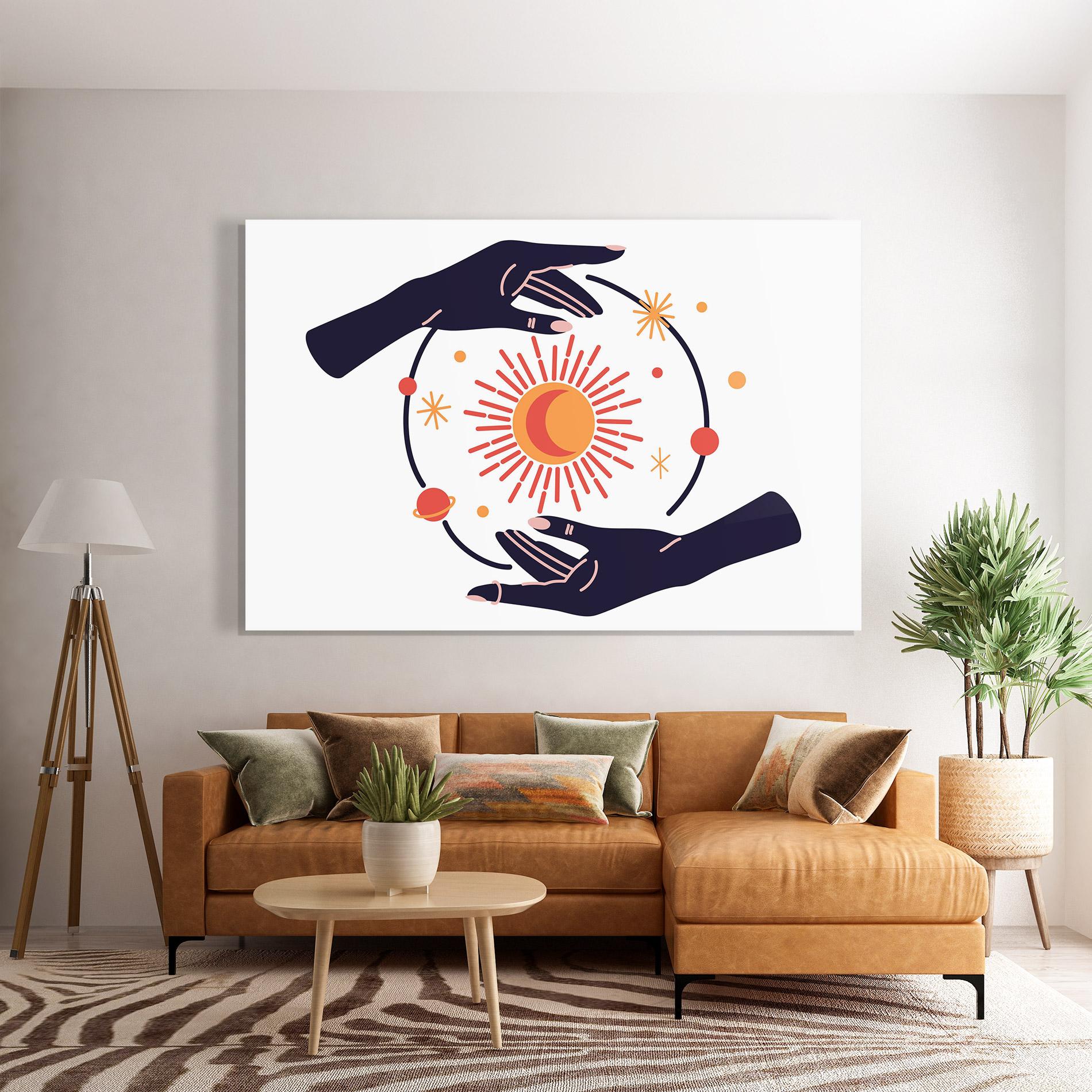 Tablou Sticla Purple Magic Hands mockup 7