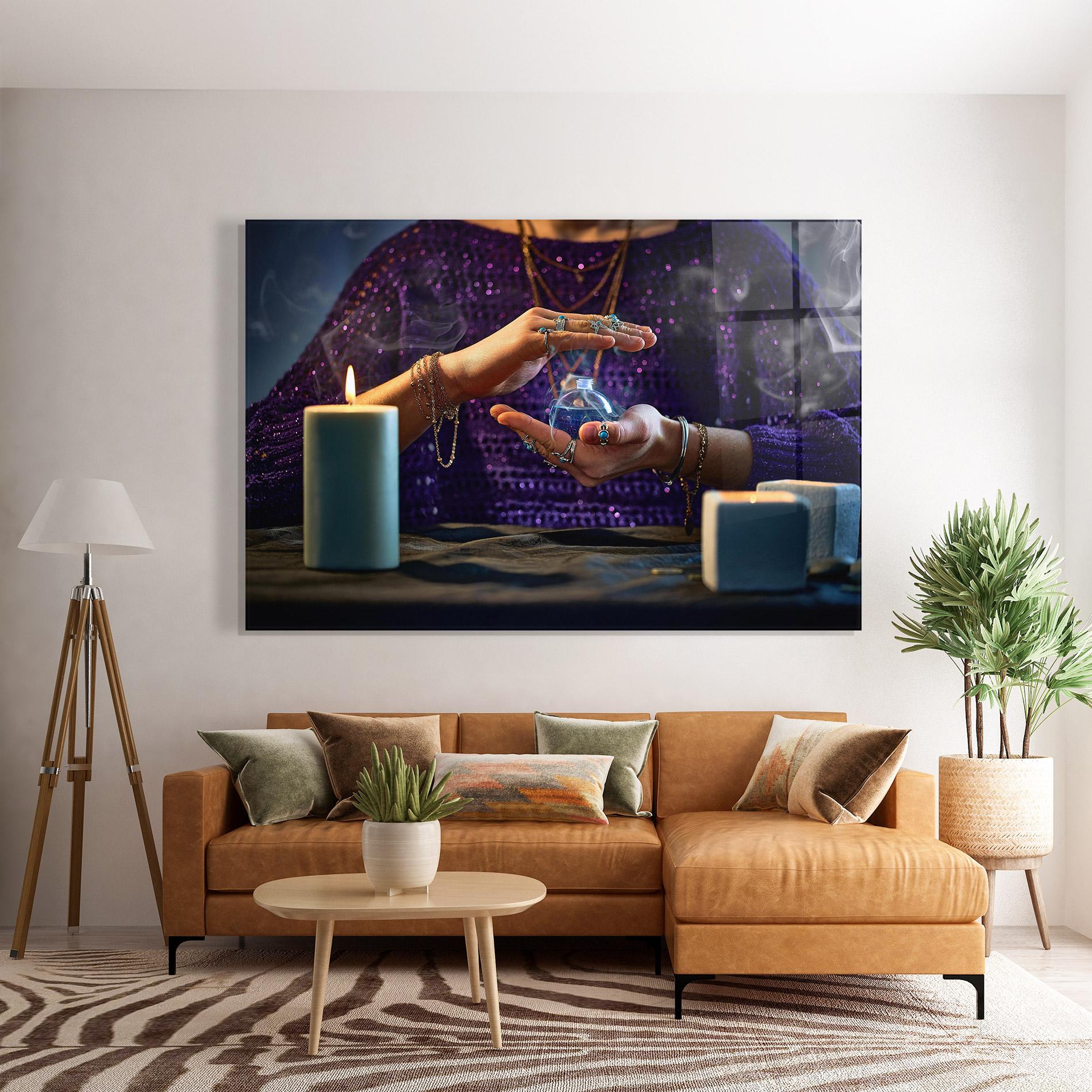 Tablou Sticla Witch Magic Smoke mockup 7