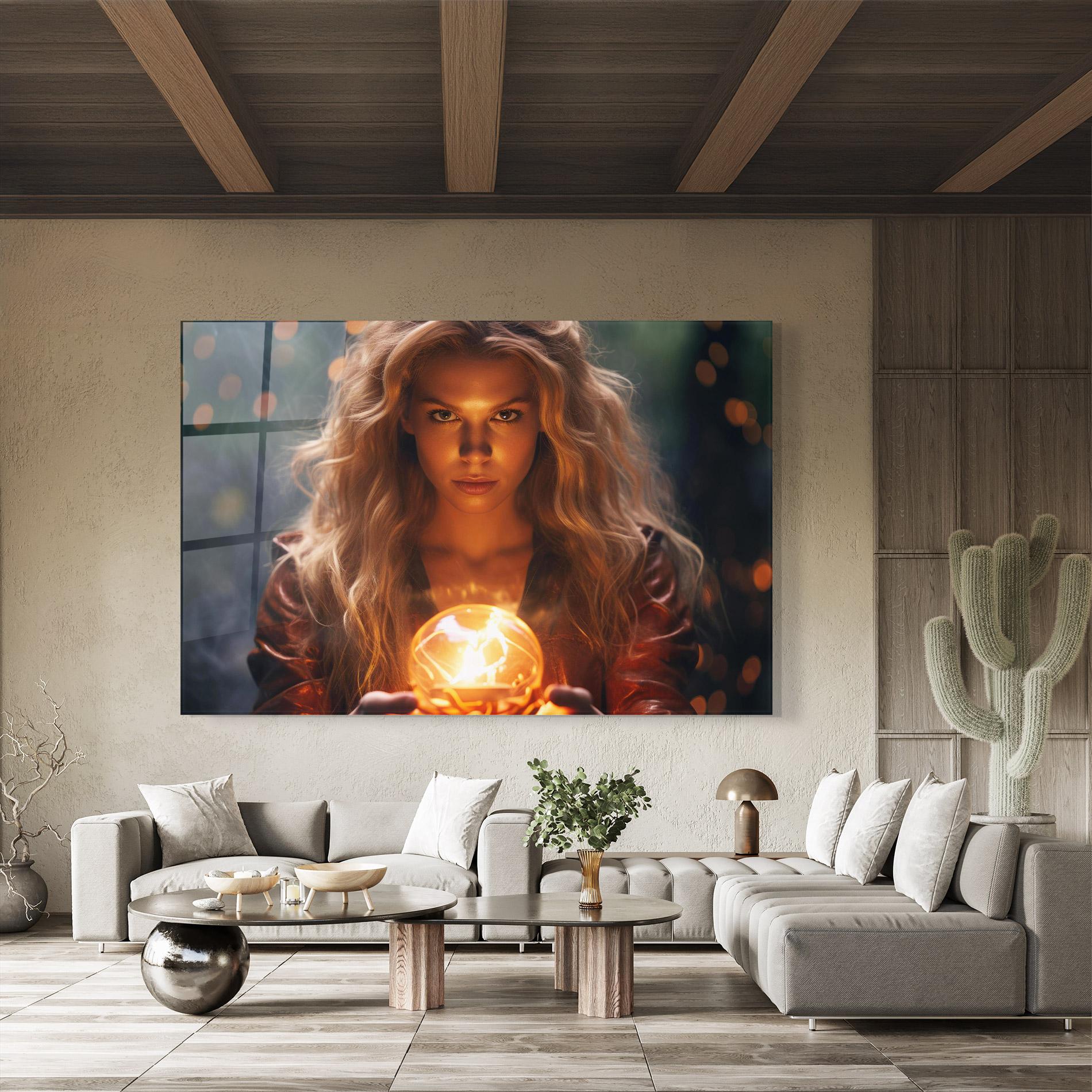 Tablou Sticla Beautiful Woman Witch mockup 8