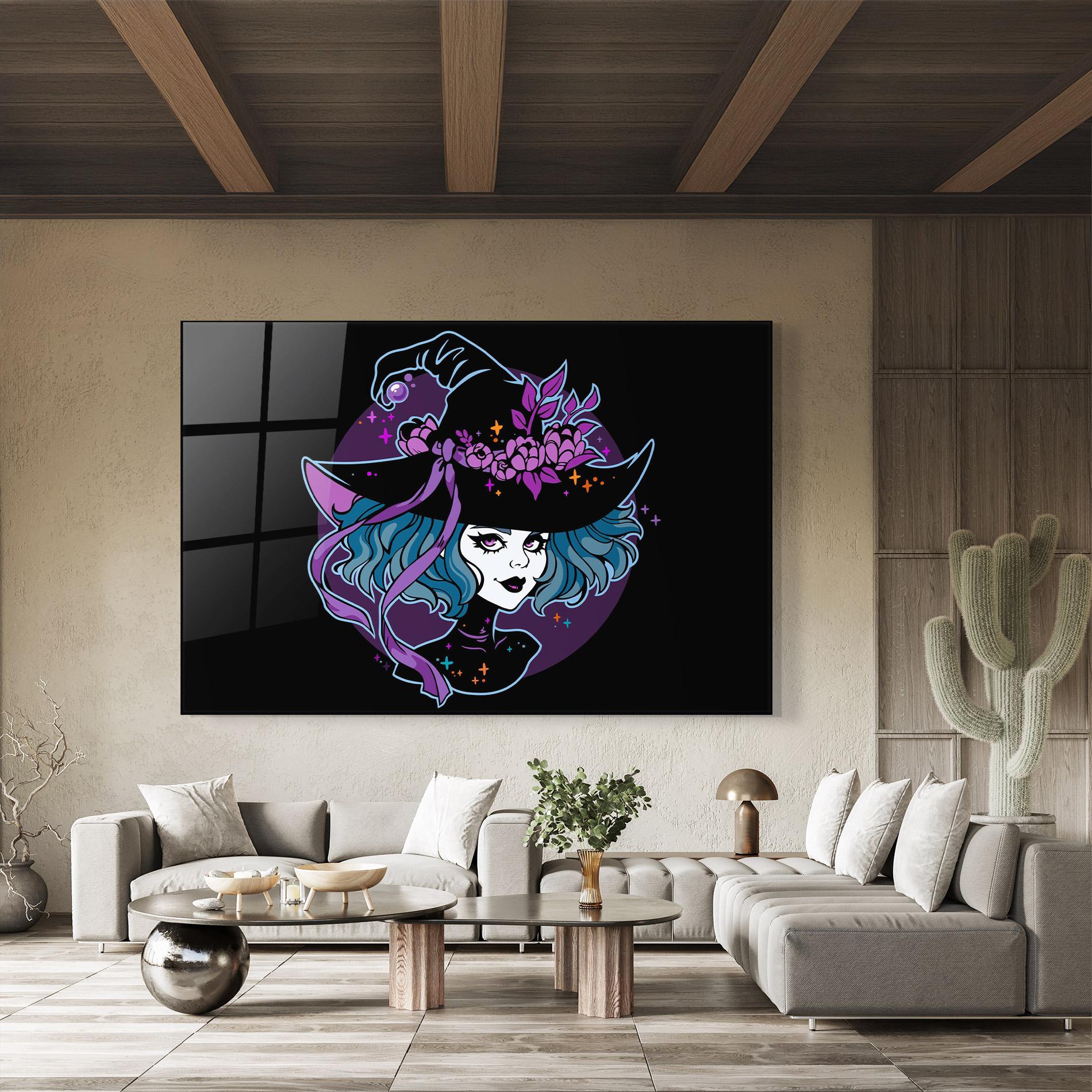 Tablou Sticla Cute Purple Witch mockup 8