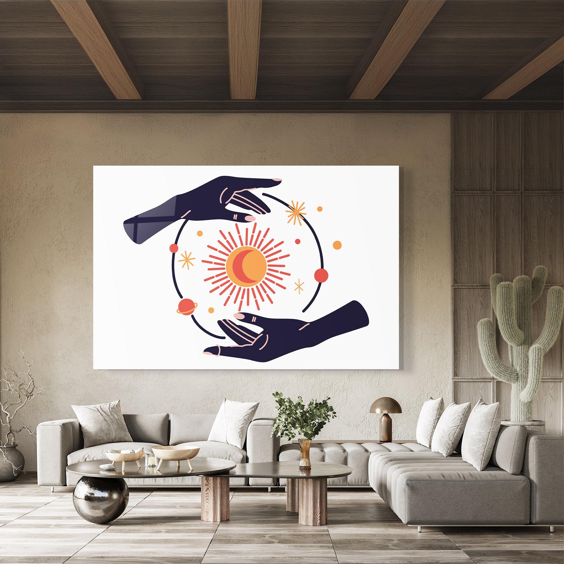 Tablou Sticla Purple Magic Hands mockup 8