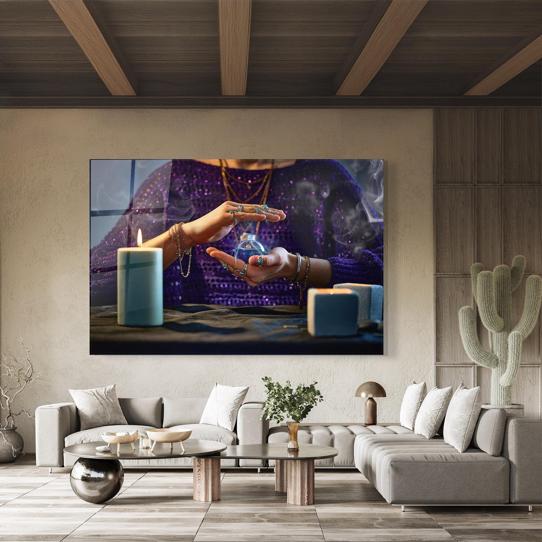 Tablou Sticla Witch Magic Smoke mockup 8