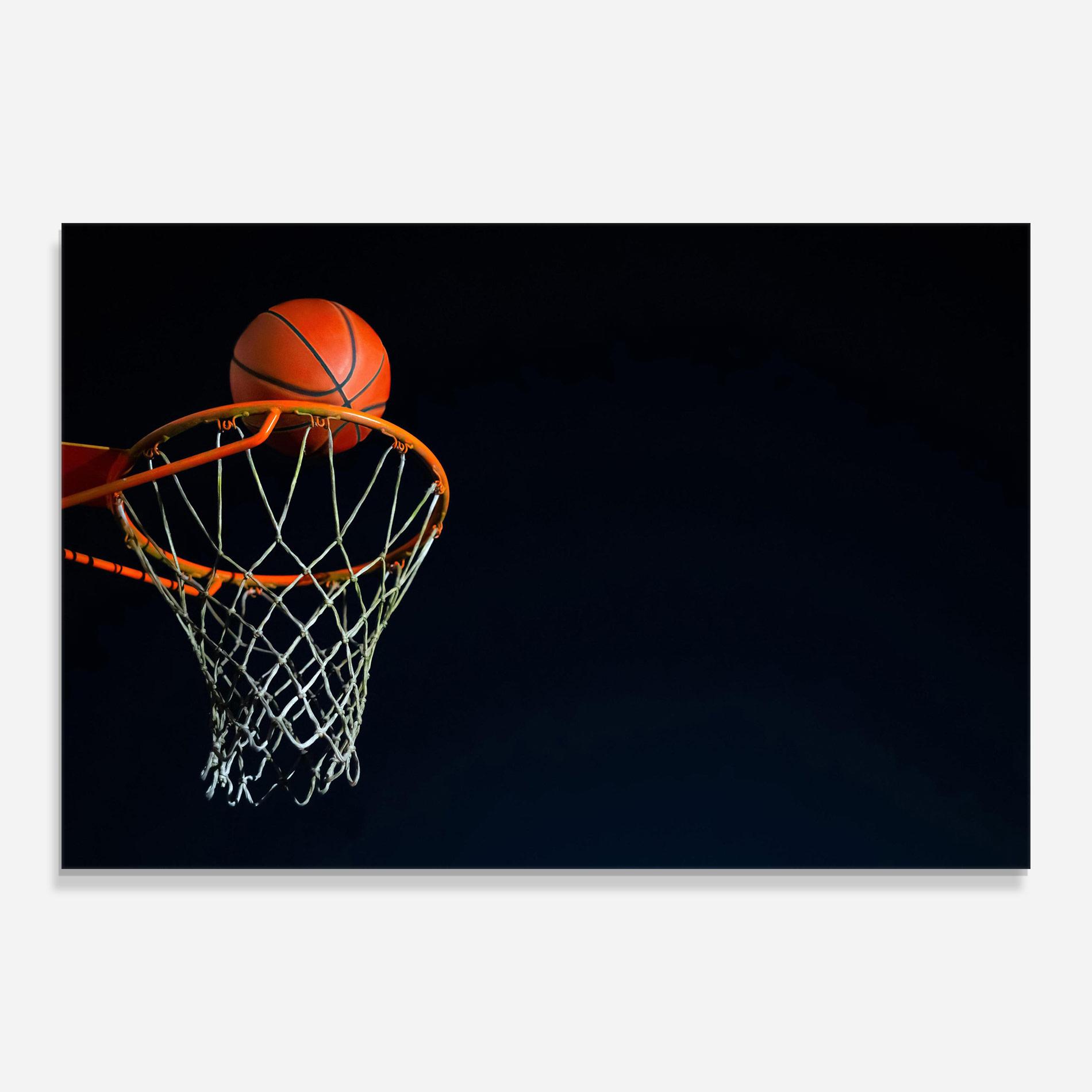 Tablou Sticla Basketball Hoop On Black mockup 0