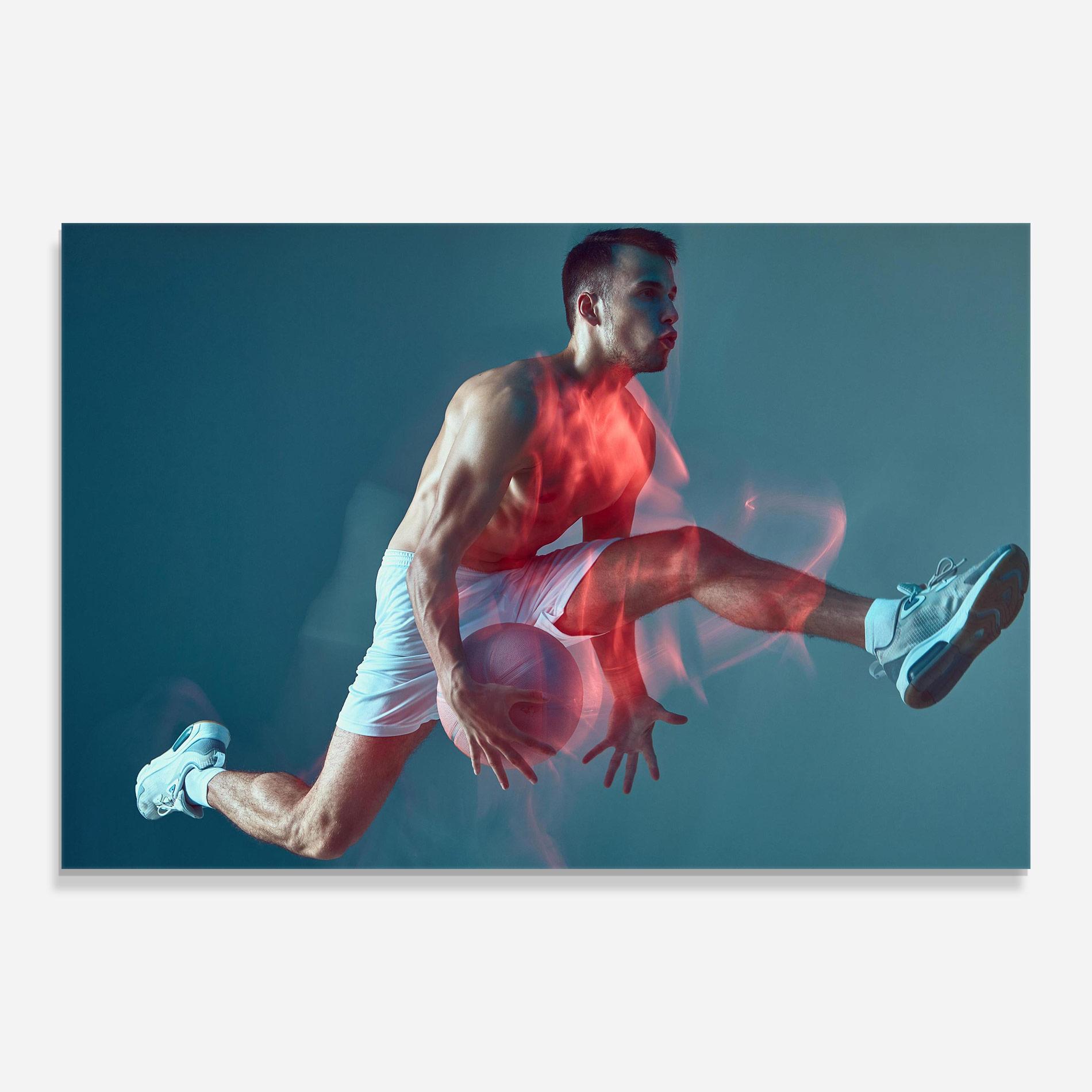 Tablou Sticla Fire Basketball Player mockup 0