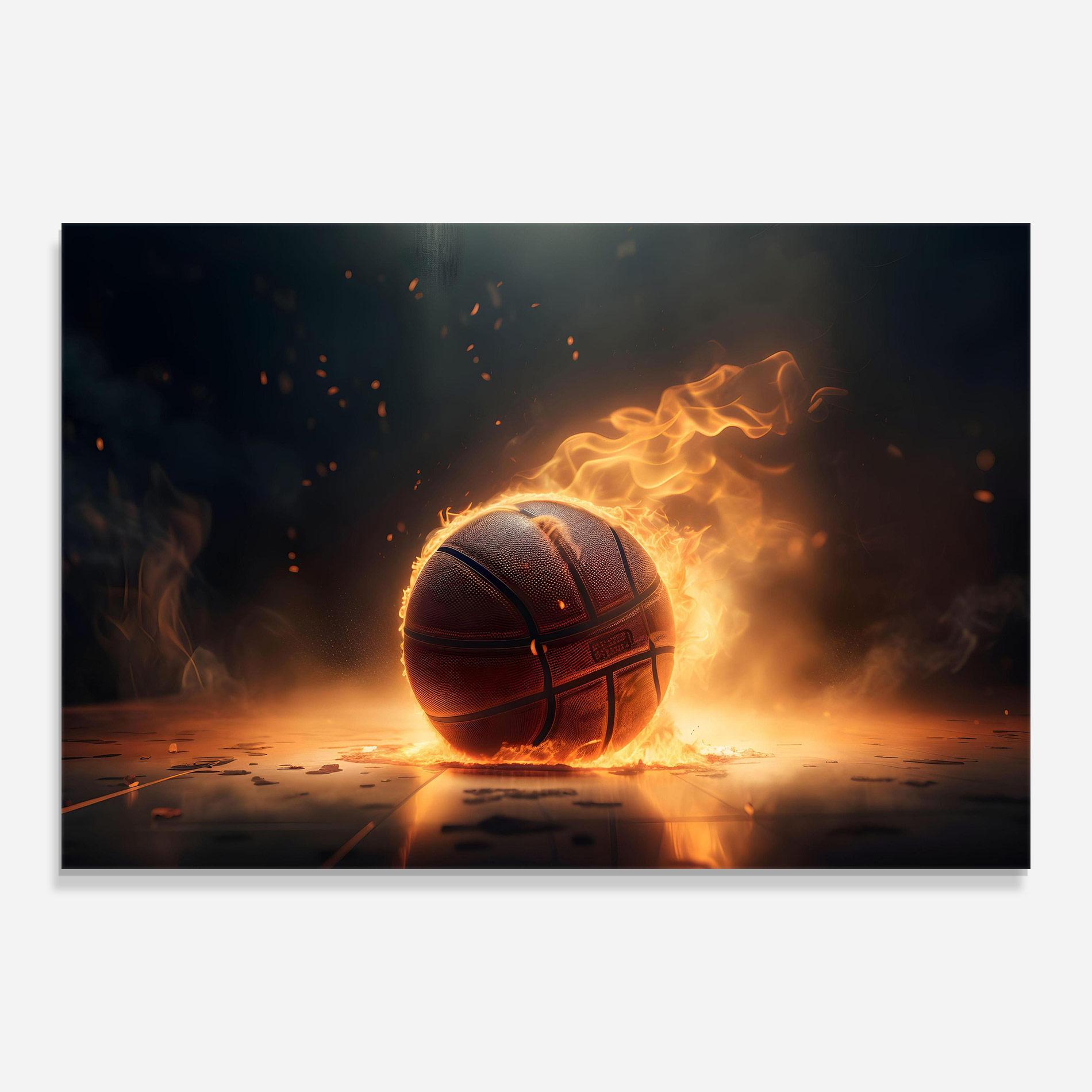 Tablou Sticla Fire Basketball mockup 0