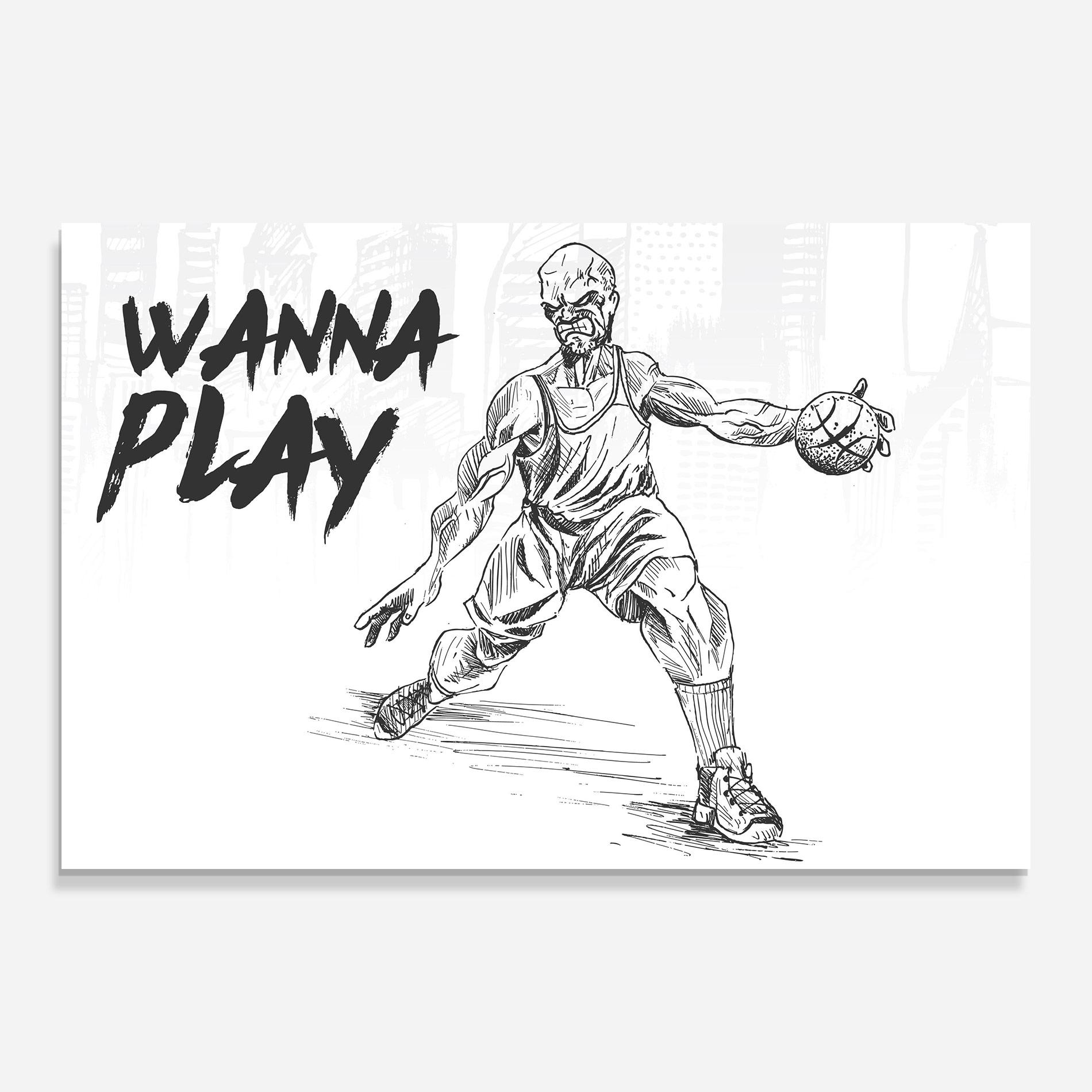 Tablou Sticla Wanna Play Basket mockup 0